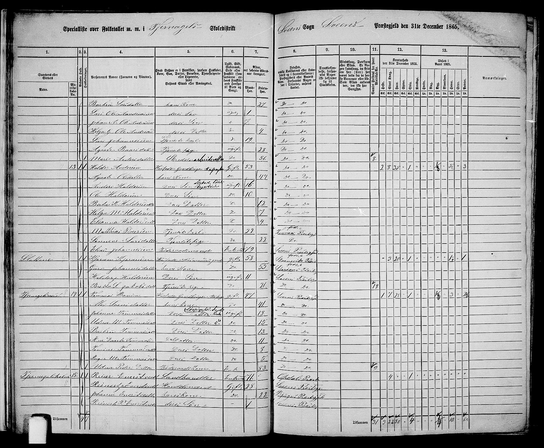 RA, 1865 census for Sveio, 1865, p. 20