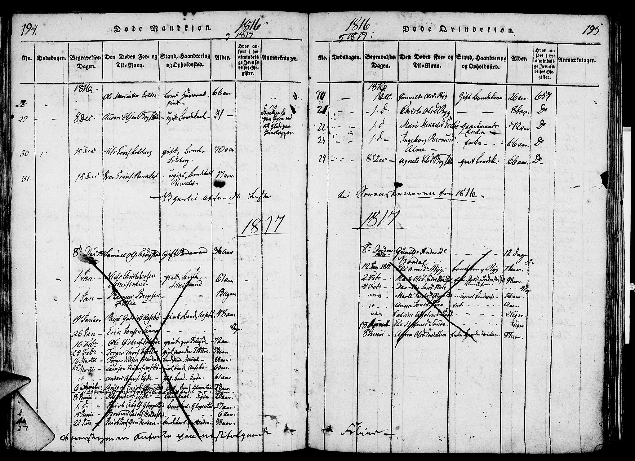 Gloppen sokneprestembete, AV/SAB-A-80101/H/Haa/Haaa/L0006: Parish register (official) no. A 6, 1816-1826, p. 194-195