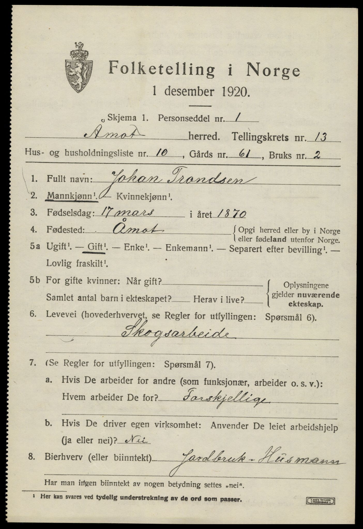 SAH, 1920 census for Åmot, 1920, p. 10855