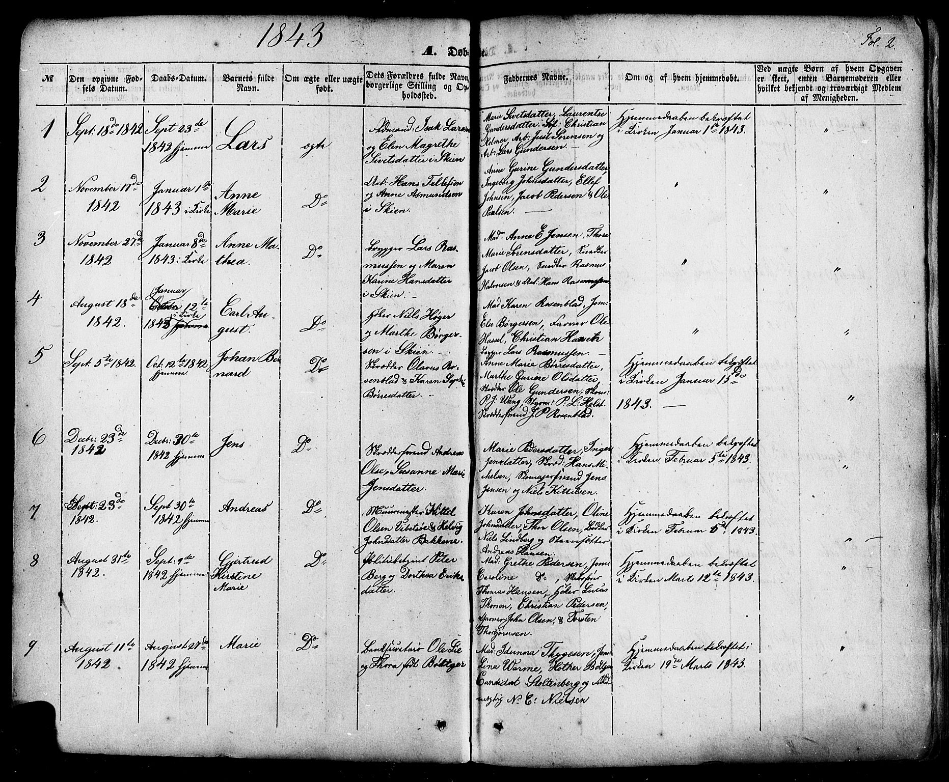 Skien kirkebøker, SAKO/A-302/F/Fa/L0006a: Parish register (official) no. 6A, 1843-1856, p. 2