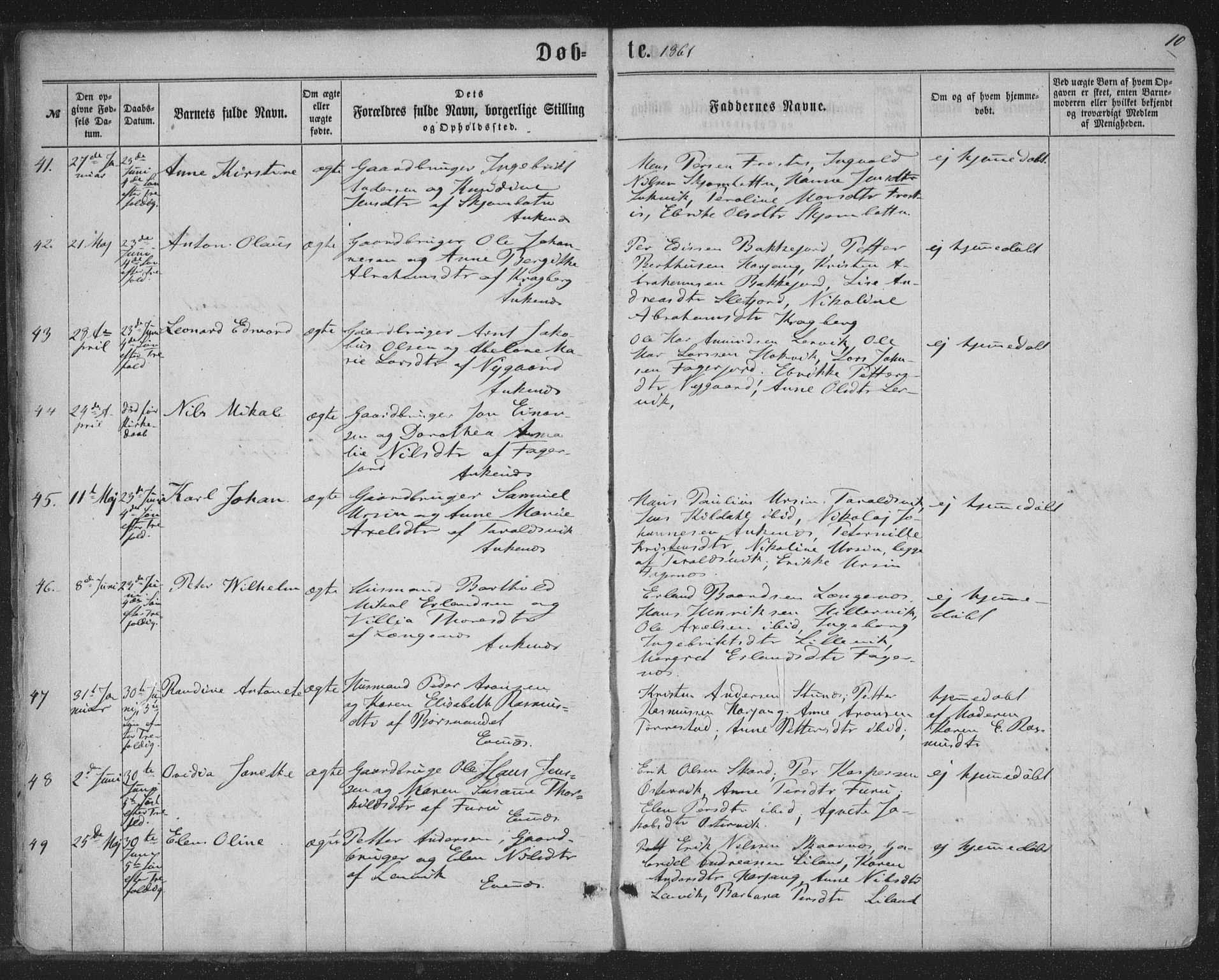 Ministerialprotokoller, klokkerbøker og fødselsregistre - Nordland, AV/SAT-A-1459/863/L0896: Parish register (official) no. 863A08, 1861-1871, p. 10