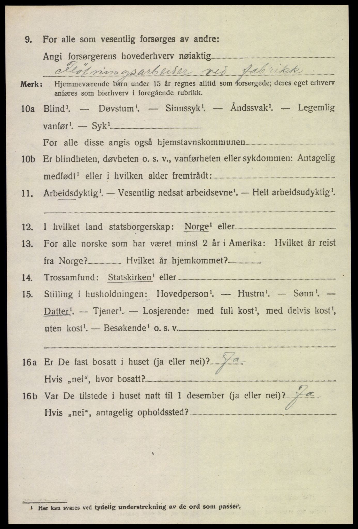 SAK, 1920 census for Vennesla, 1920, p. 1051