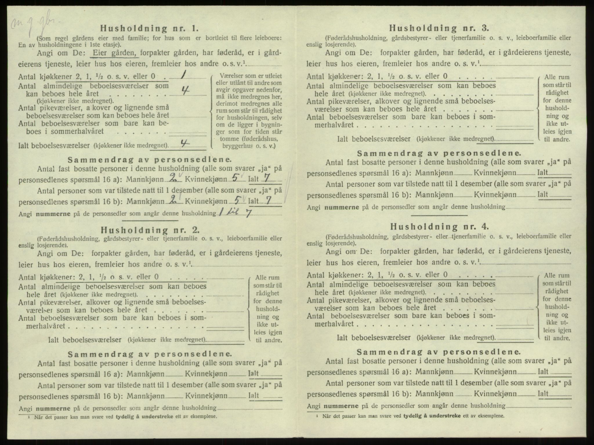 SAB, 1920 census for Breim, 1920, p. 485