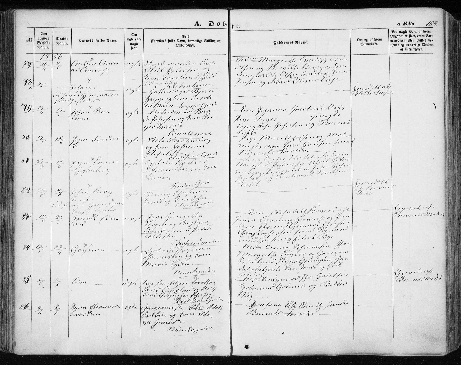 Ministerialprotokoller, klokkerbøker og fødselsregistre - Sør-Trøndelag, SAT/A-1456/601/L0051: Parish register (official) no. 601A19, 1848-1857, p. 154