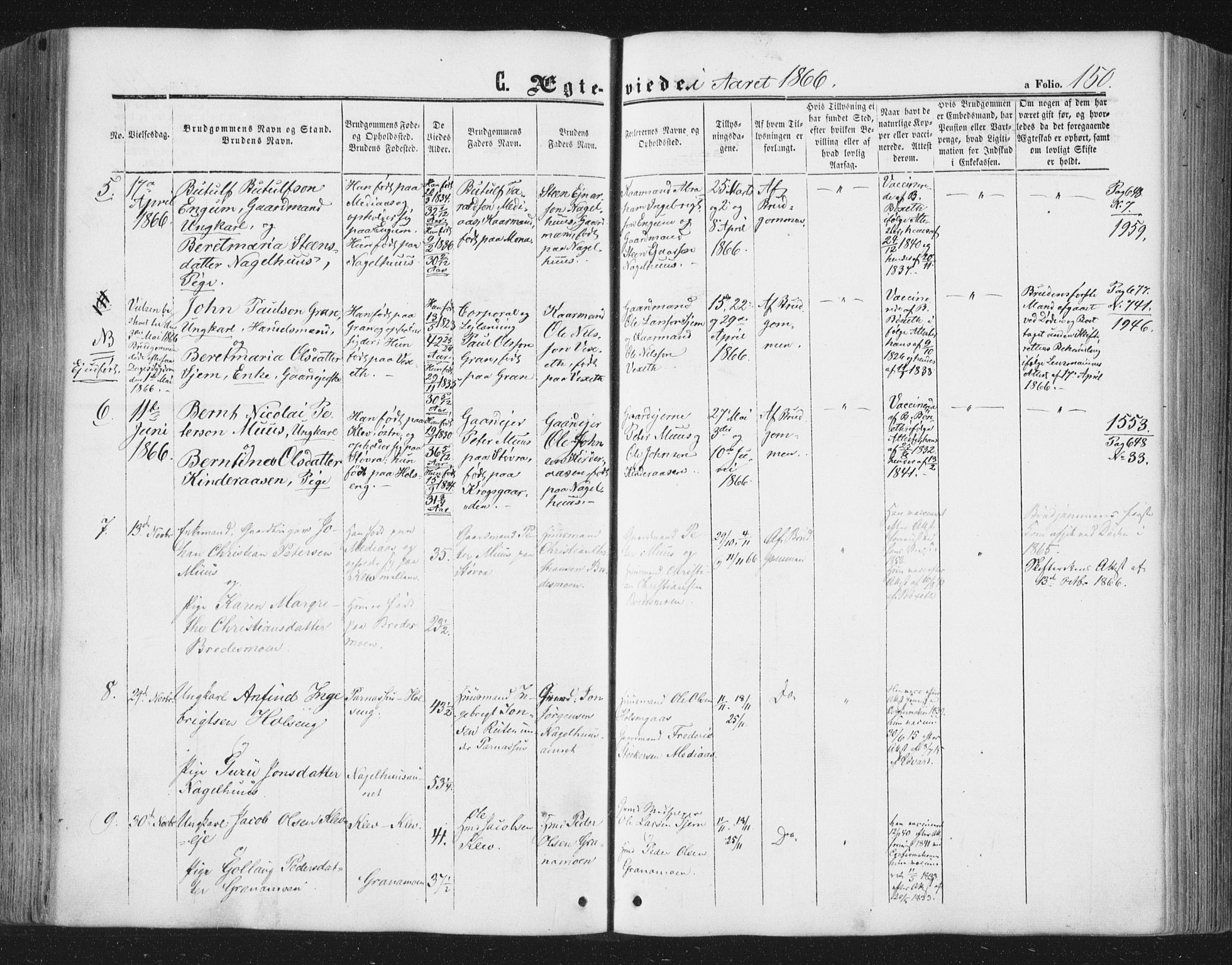 Ministerialprotokoller, klokkerbøker og fødselsregistre - Nord-Trøndelag, SAT/A-1458/749/L0472: Parish register (official) no. 749A06, 1857-1873, p. 150