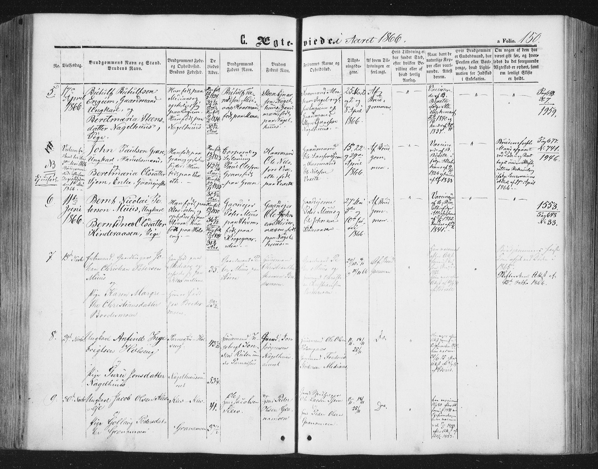 Ministerialprotokoller, klokkerbøker og fødselsregistre - Nord-Trøndelag, AV/SAT-A-1458/749/L0472: Parish register (official) no. 749A06, 1857-1873, p. 150