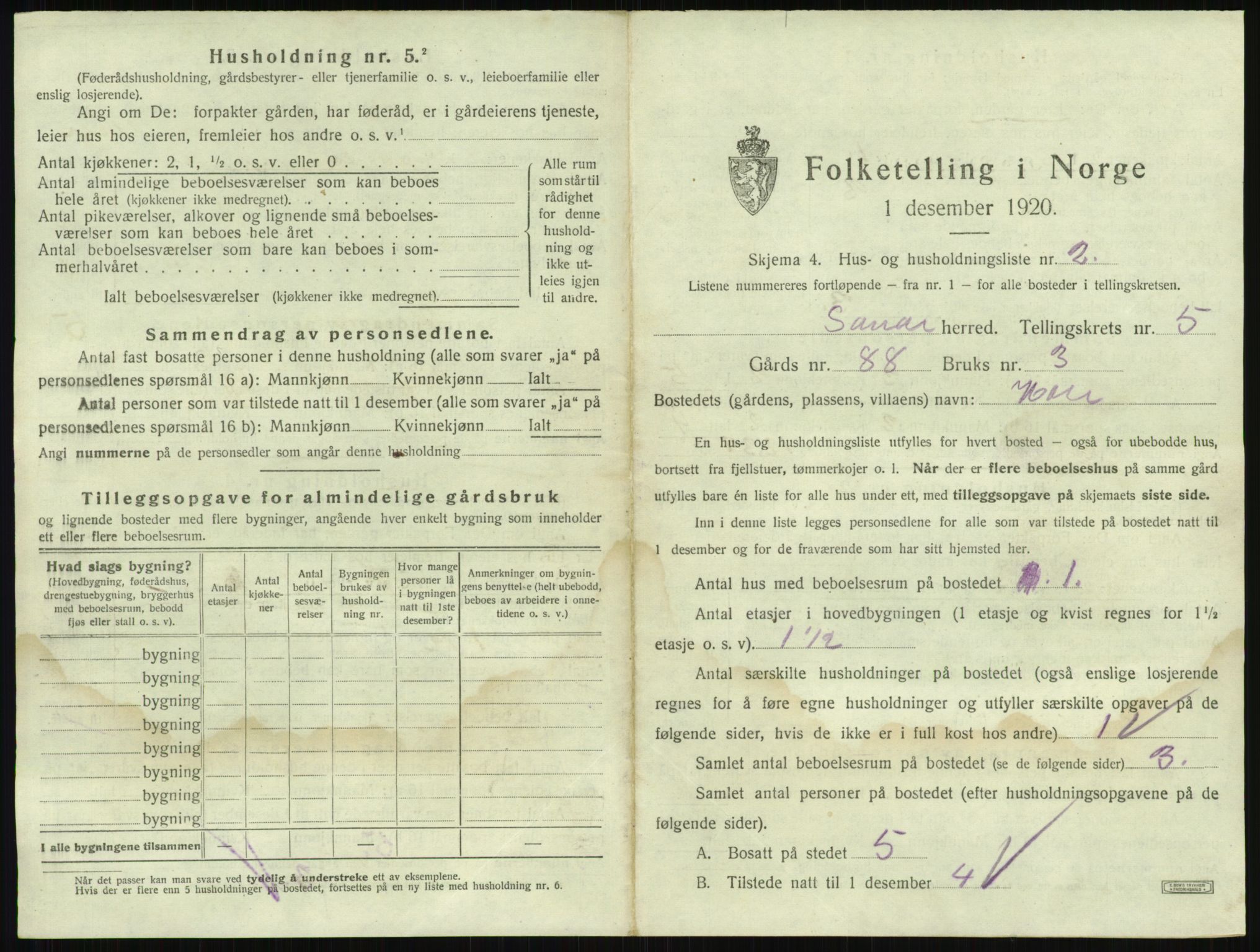 SAKO, 1920 census for Sande, 1920, p. 857