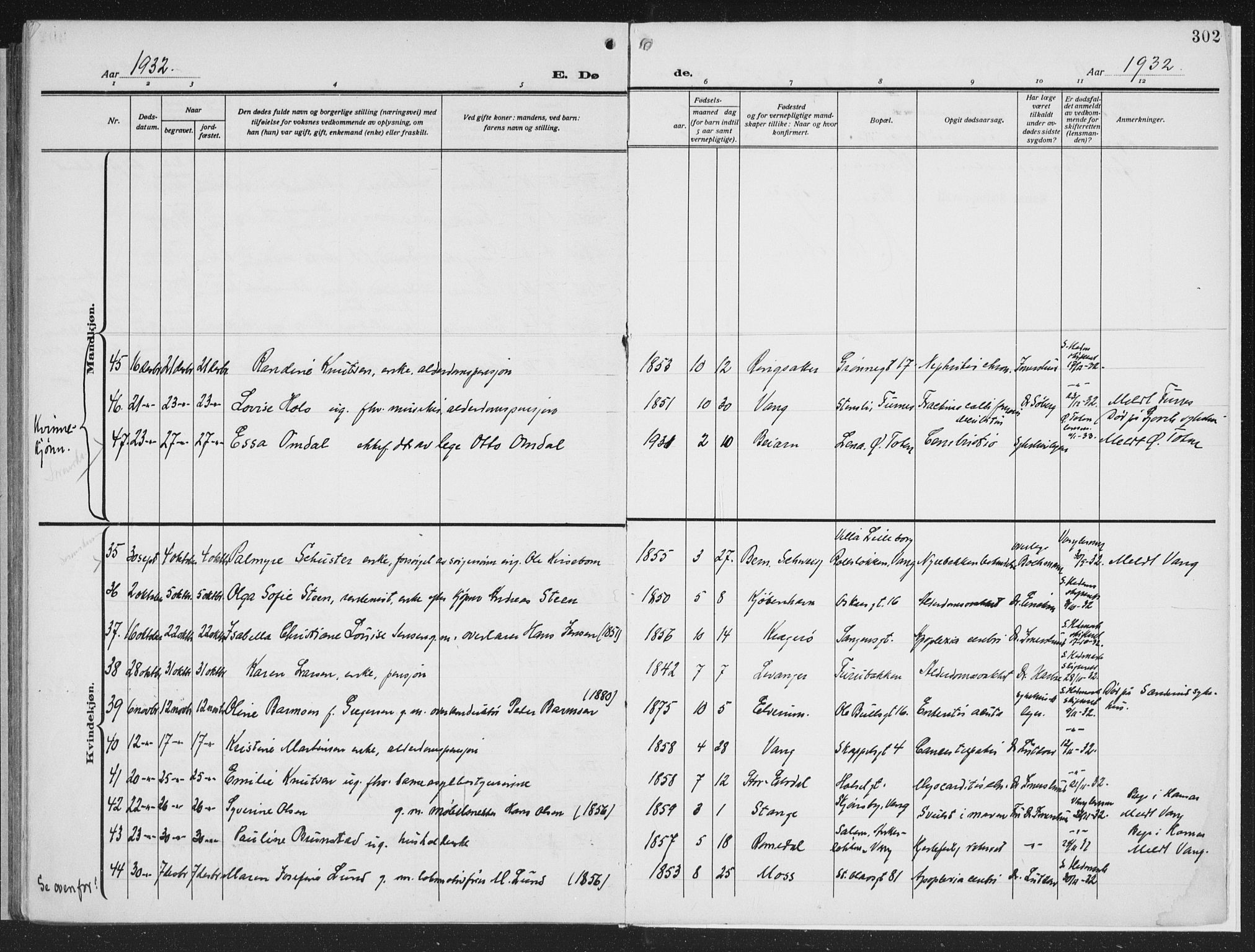 Hamar prestekontor, AV/SAH-DOMPH-002/H/Ha/Haa/L0002: Parish register (official) no. 2, 1915-1936, p. 302