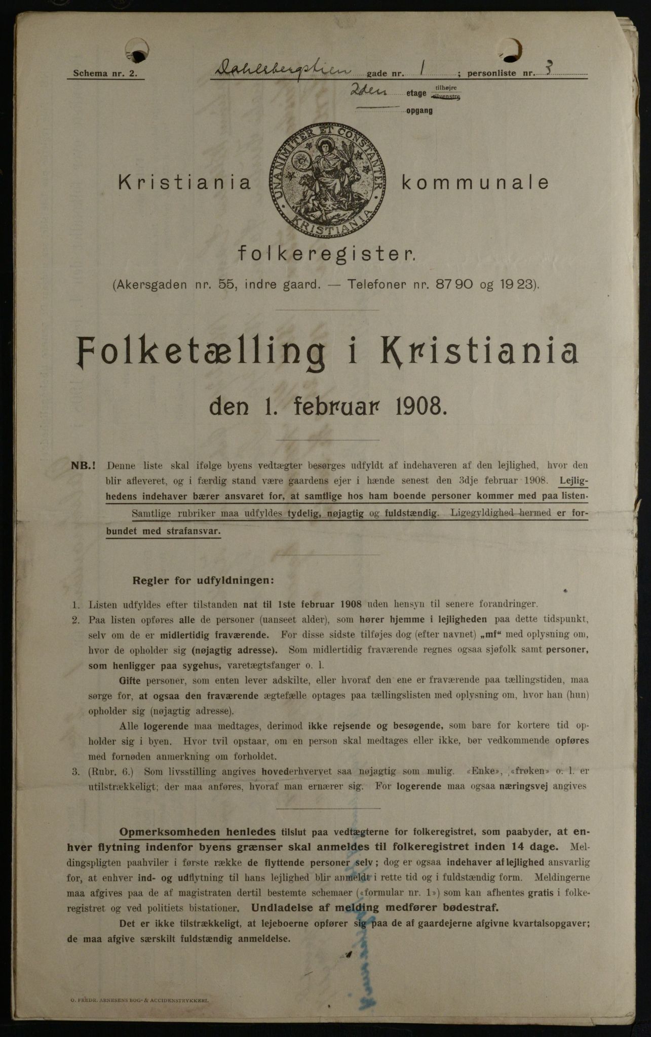 OBA, Municipal Census 1908 for Kristiania, 1908, p. 13116