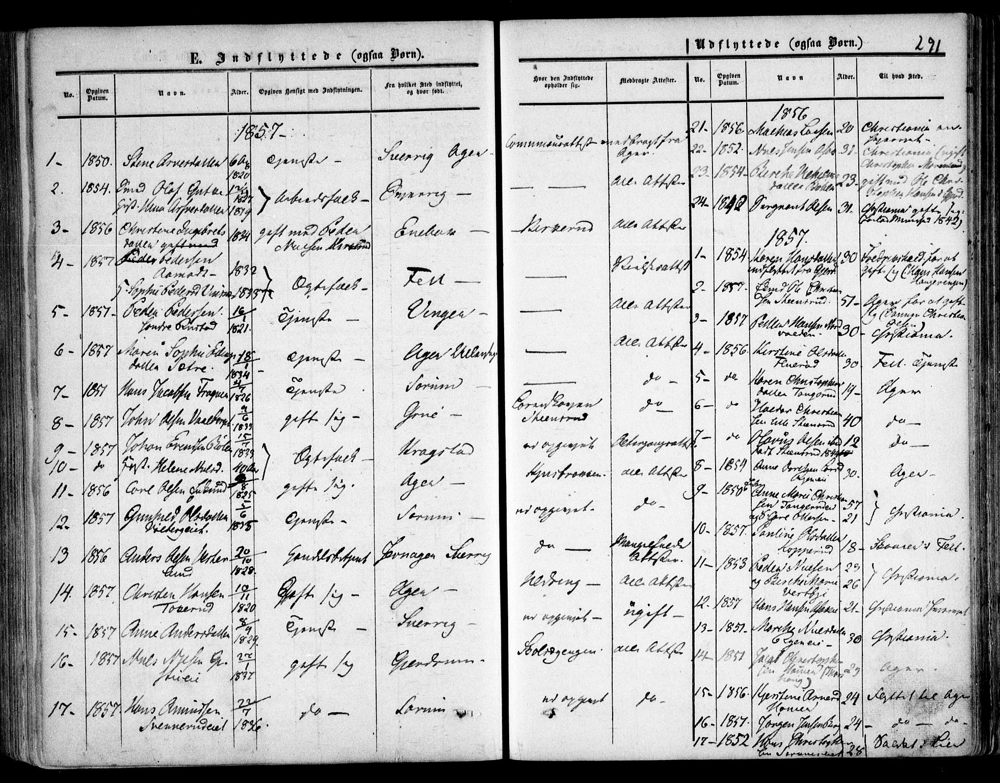 Skedsmo prestekontor Kirkebøker, AV/SAO-A-10033a/F/Fa/L0010: Parish register (official) no. I 10, 1854-1865, p. 291