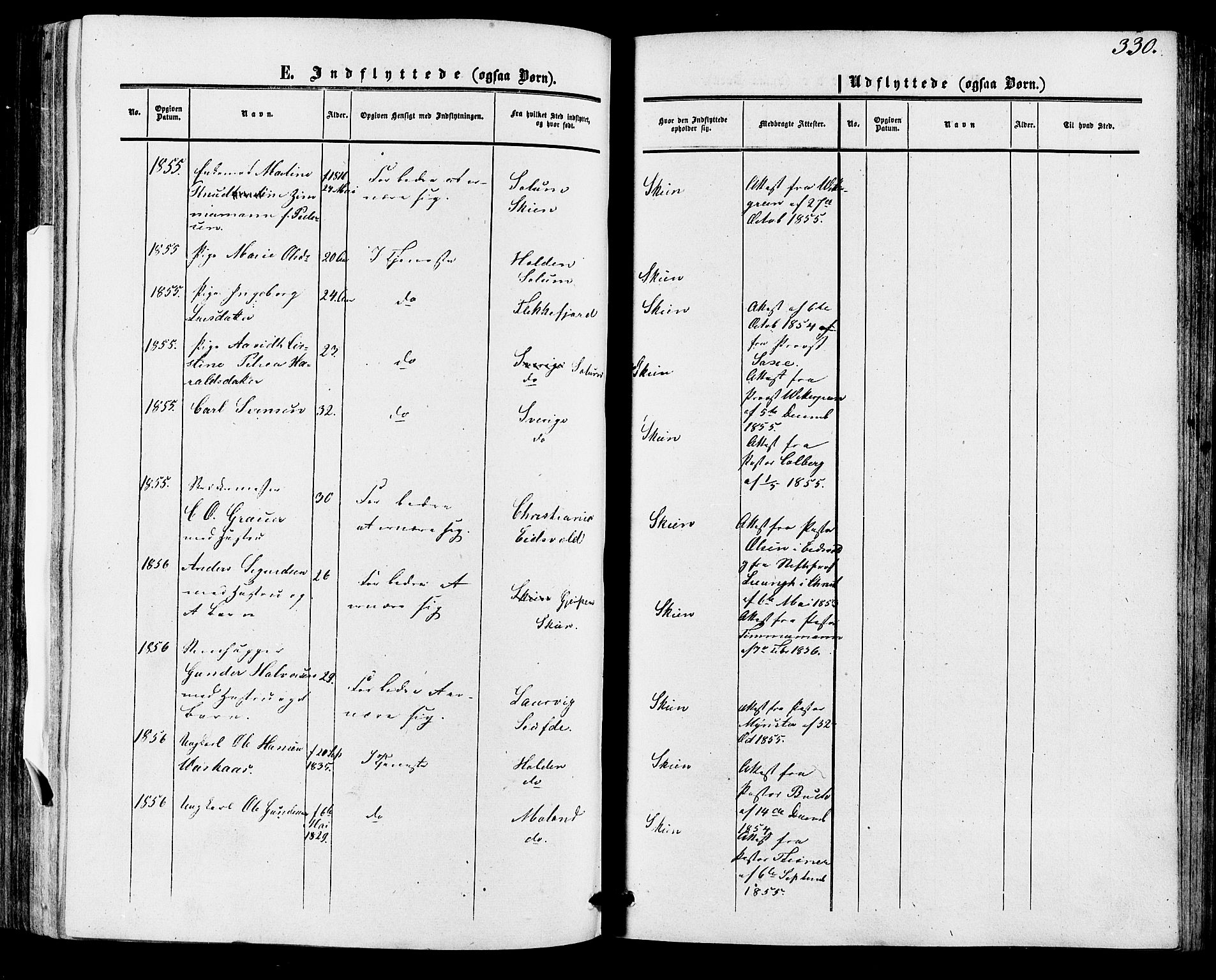 Skien kirkebøker, SAKO/A-302/F/Fa/L0007: Parish register (official) no. 7, 1856-1865, p. 330