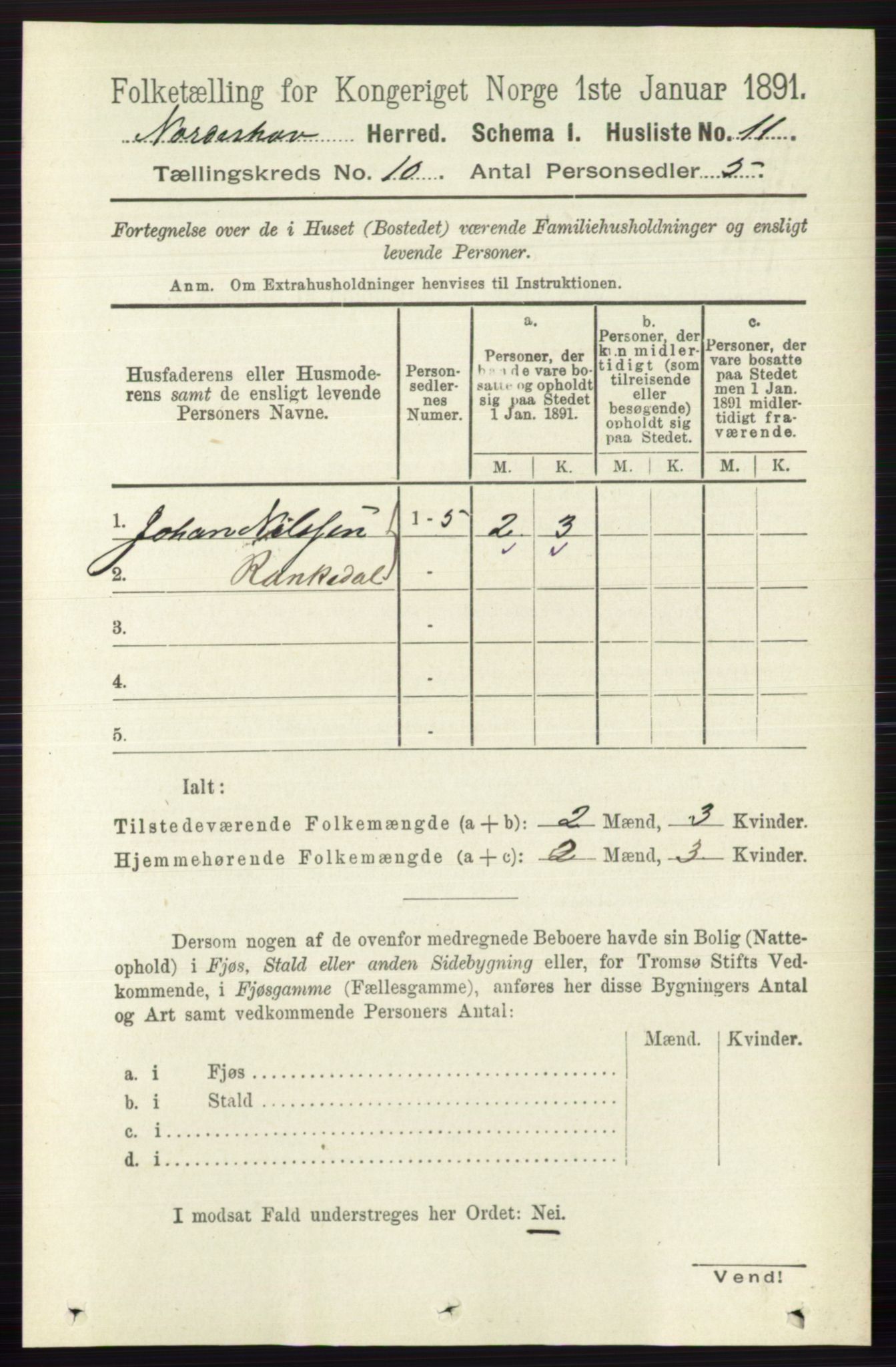 RA, 1891 census for 0613 Norderhov, 1891, p. 7434