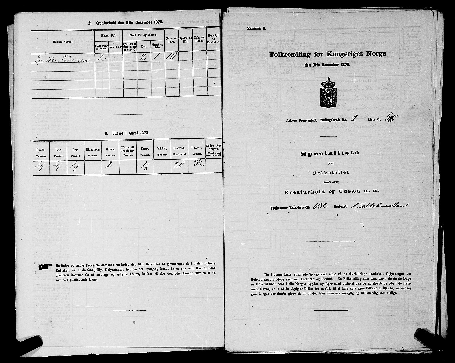 RA, 1875 census for 0220P Asker, 1875, p. 2821