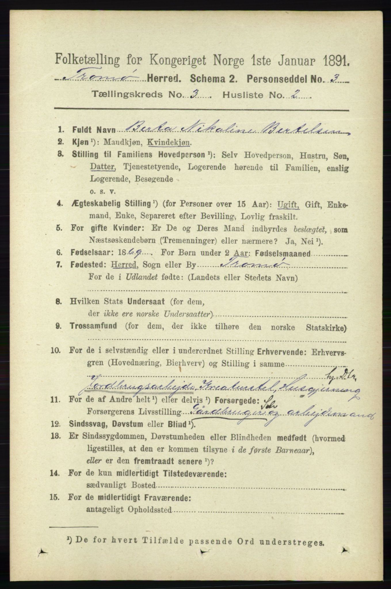 RA, 1891 census for 0921 Tromøy, 1891, p. 966