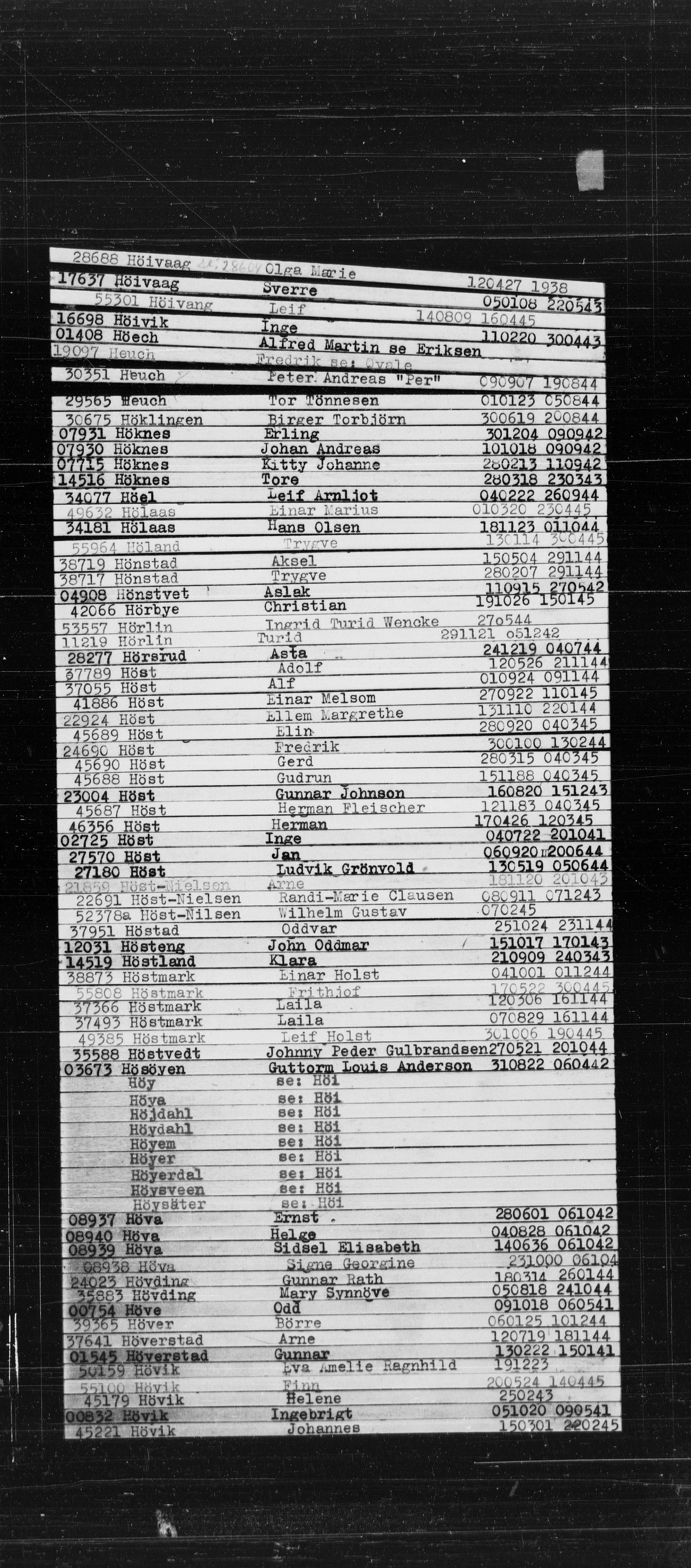Den Kgl. Norske Legasjons Flyktningskontor, RA/S-6753/V/Va/L0022: Kjesäterkartoteket.  Alfabetisk register, A-Å., 1940-1945, p. 354