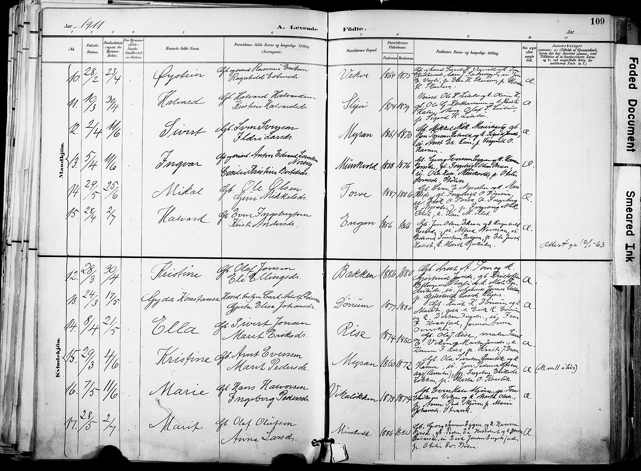 Ministerialprotokoller, klokkerbøker og fødselsregistre - Sør-Trøndelag, AV/SAT-A-1456/678/L0902: Parish register (official) no. 678A11, 1895-1911, p. 109