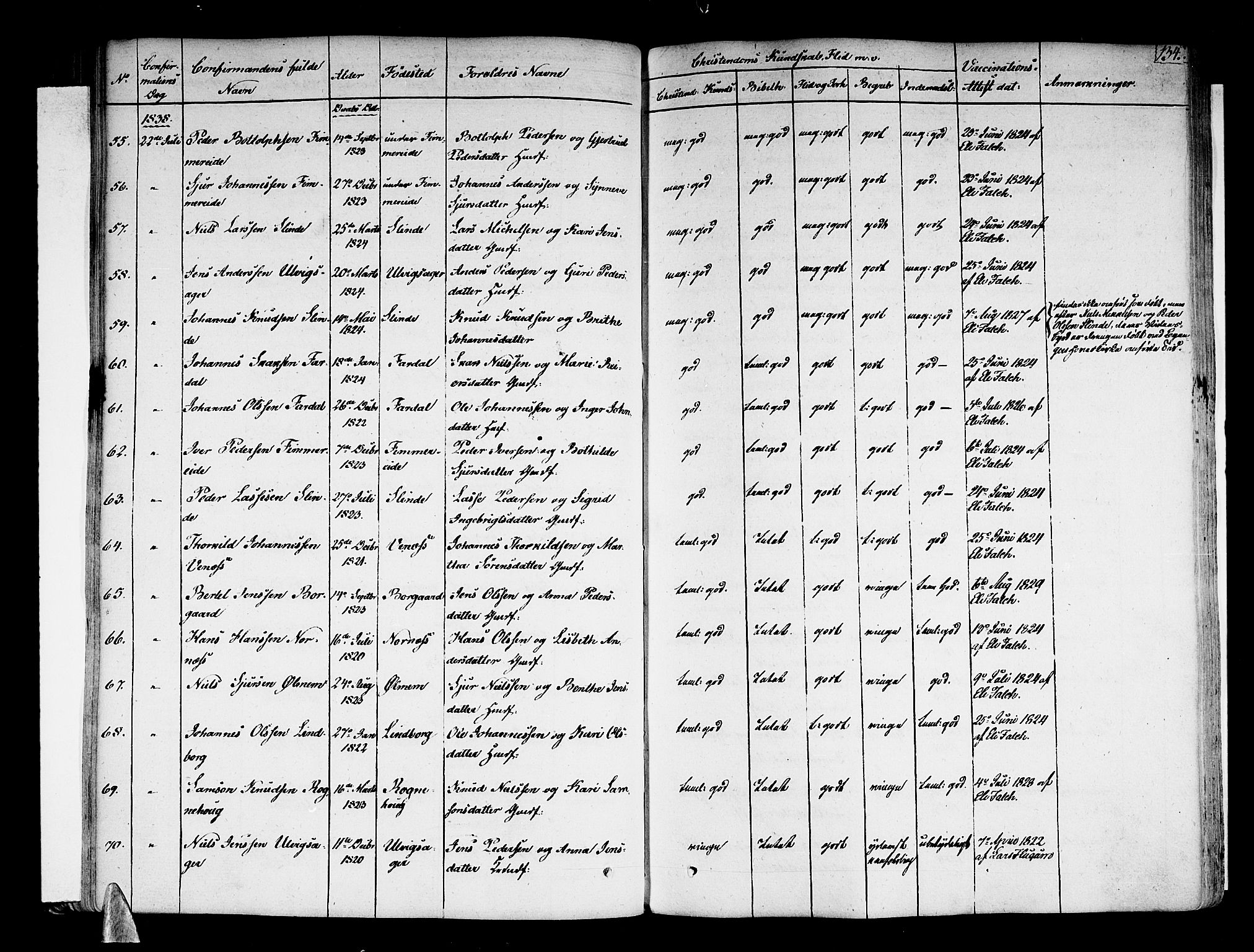 Sogndal sokneprestembete, AV/SAB-A-81301/H/Haa/Haaa/L0010: Parish register (official) no. A 10, 1821-1838, p. 134