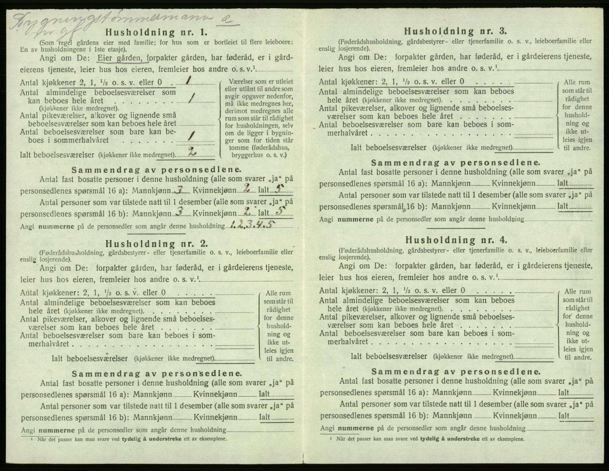 SAB, 1920 census for Tysnes, 1920, p. 1226