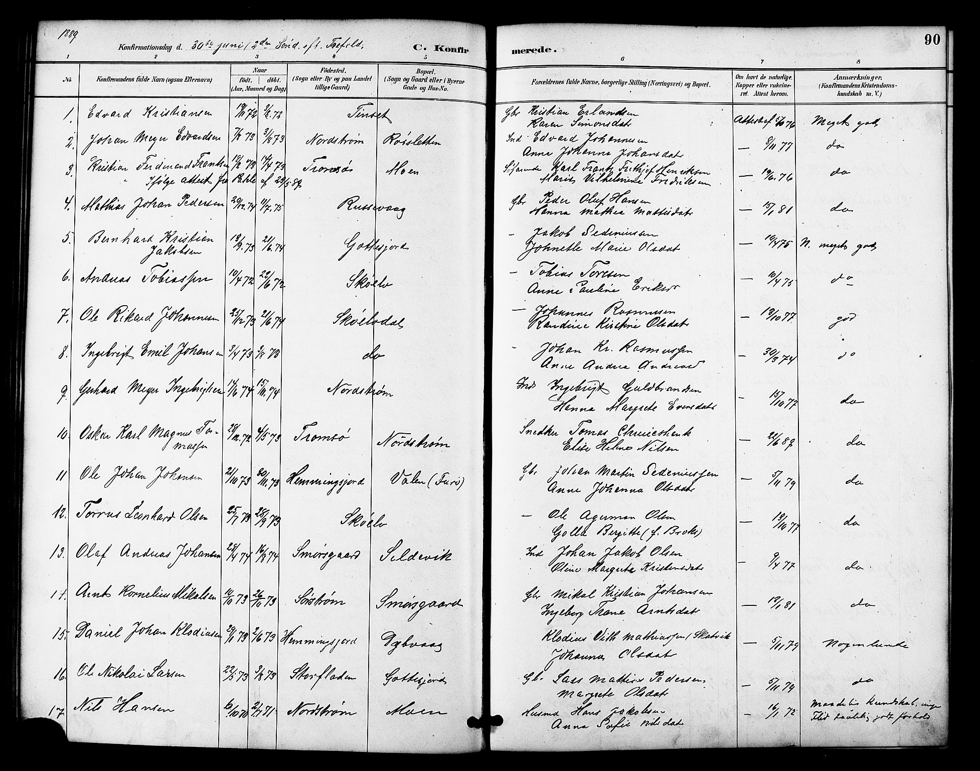 Tranøy sokneprestkontor, SATØ/S-1313/I/Ia/Iab/L0022klokker: Parish register (copy) no. 22, 1887-1912, p. 90