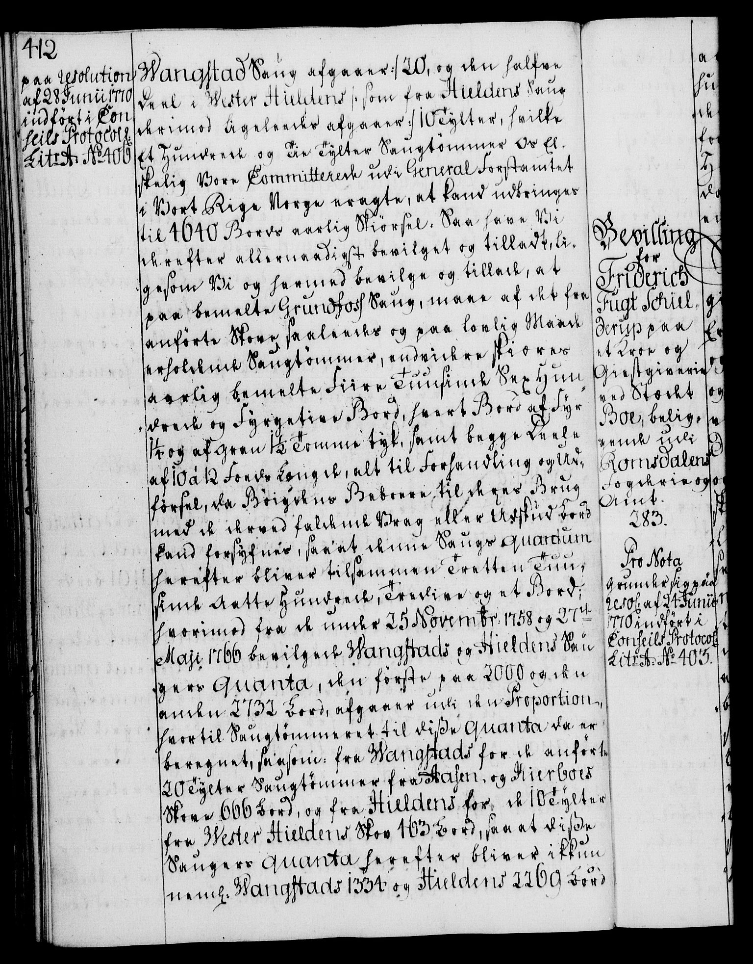 Rentekammeret, Kammerkanselliet, RA/EA-3111/G/Gg/Gga/L0008: Norsk ekspedisjonsprotokoll med register (merket RK 53.8), 1768-1771, p. 412