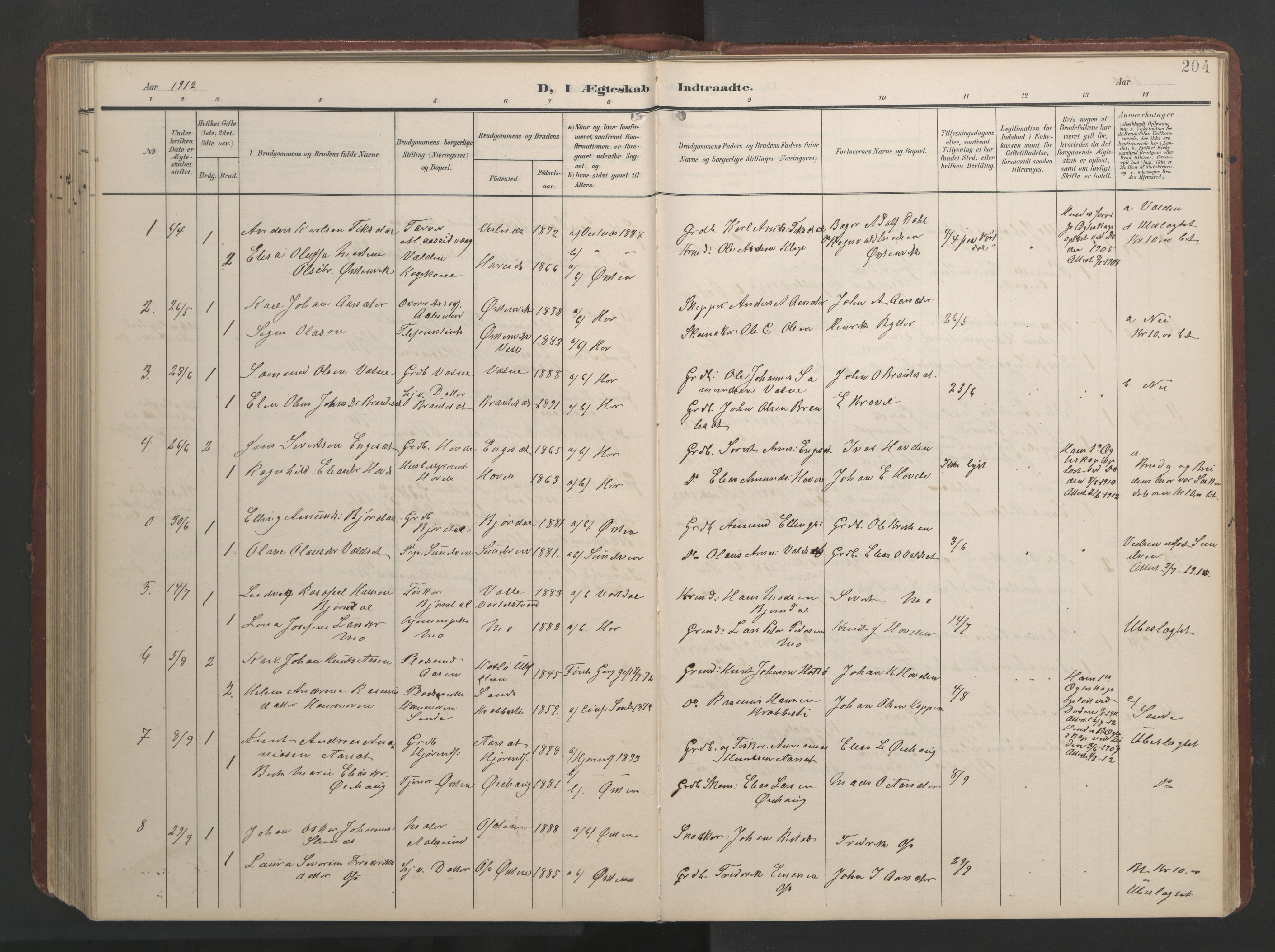 Ministerialprotokoller, klokkerbøker og fødselsregistre - Møre og Romsdal, AV/SAT-A-1454/513/L0190: Parish register (copy) no. 513C04, 1904-1926, p. 204