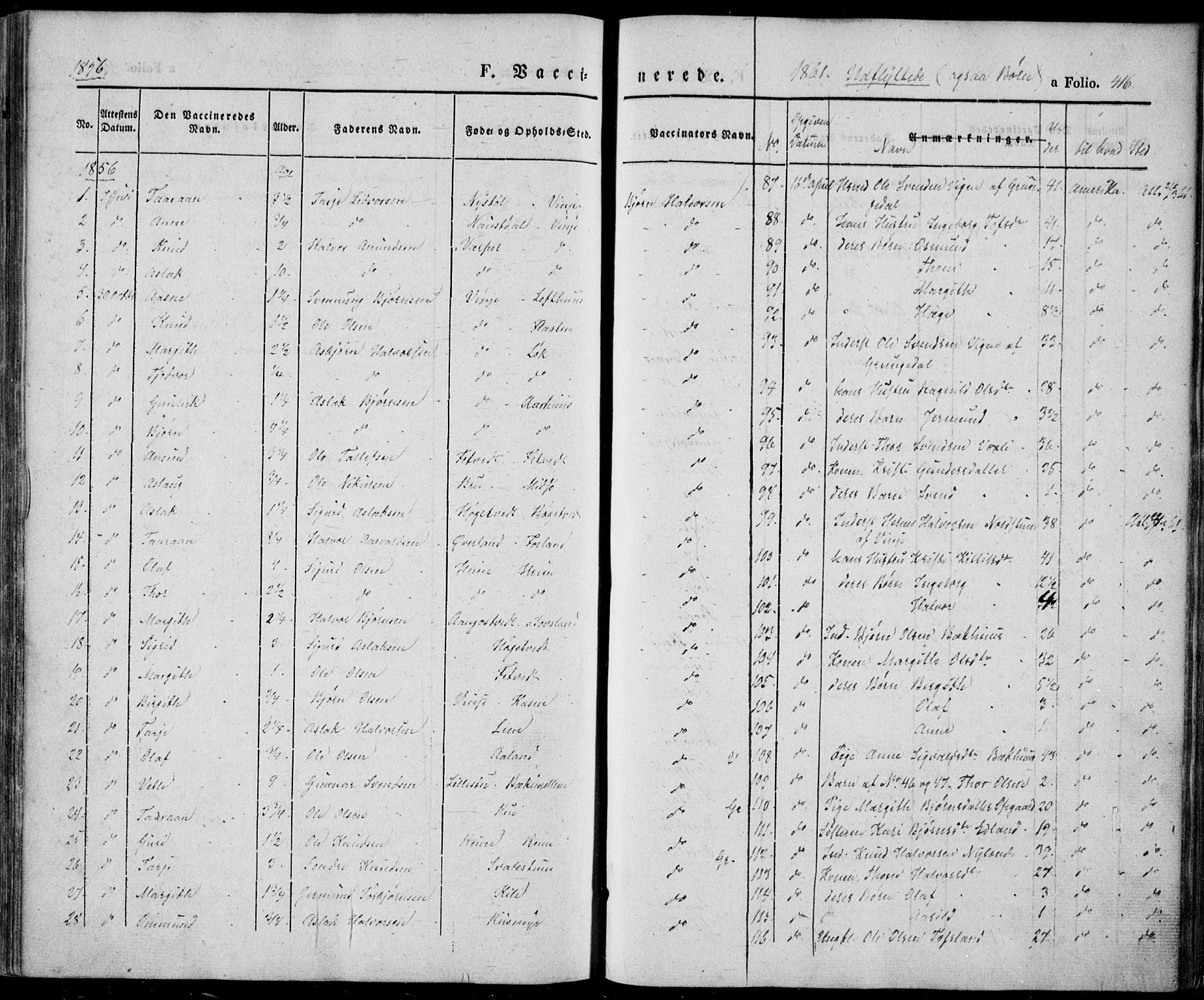 Vinje kirkebøker, AV/SAKO-A-312/F/Fa/L0004: Parish register (official) no. I 4, 1843-1869, p. 416