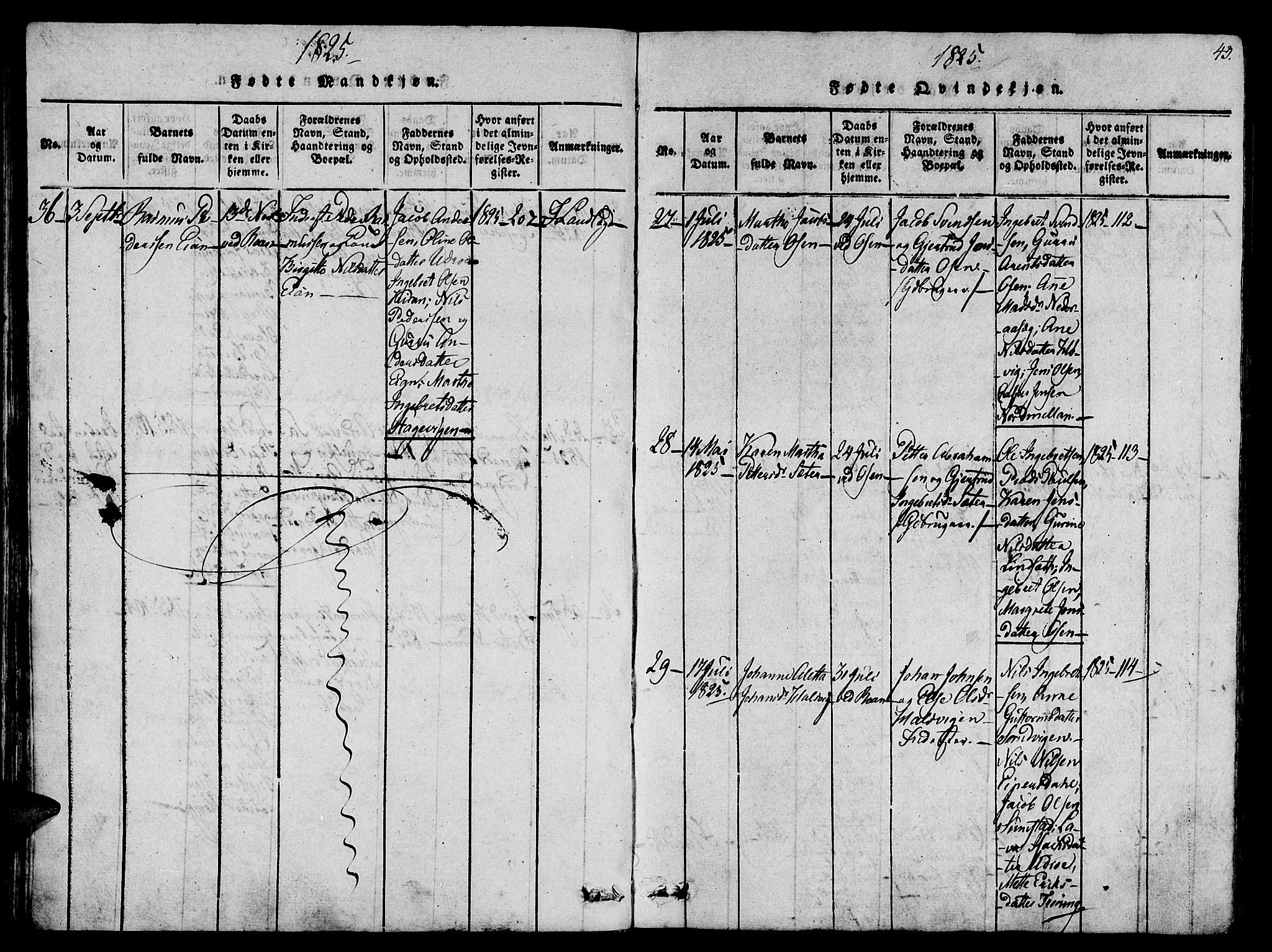 Ministerialprotokoller, klokkerbøker og fødselsregistre - Sør-Trøndelag, SAT/A-1456/657/L0702: Parish register (official) no. 657A03, 1818-1831, p. 43