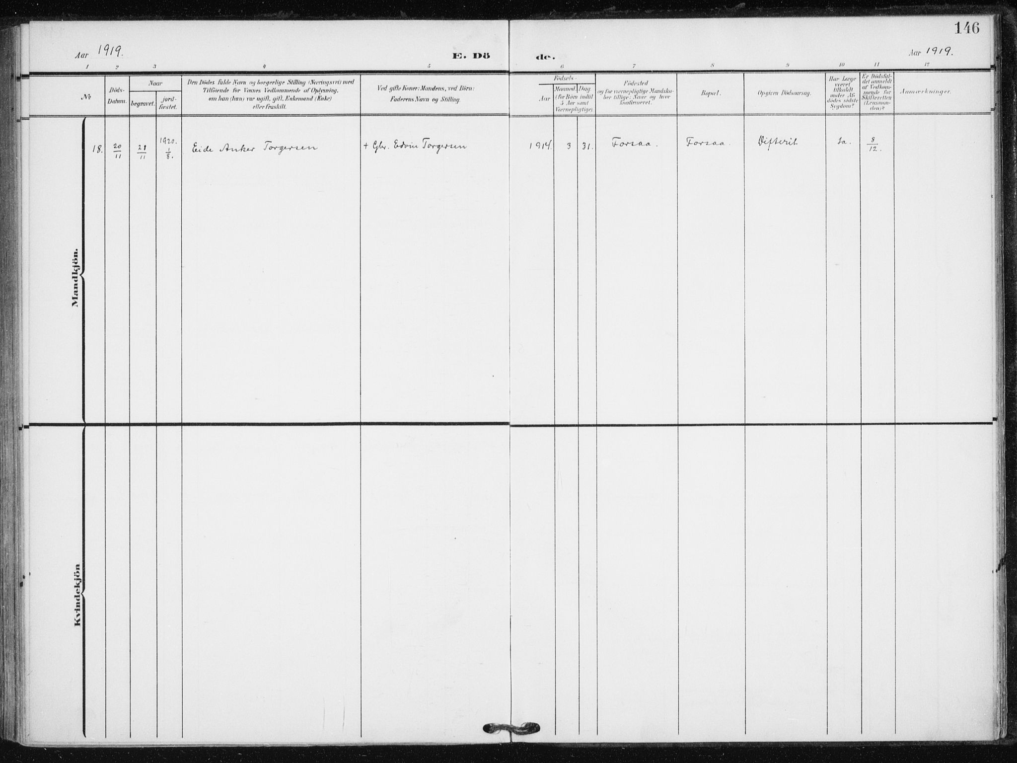 Tranøy sokneprestkontor, AV/SATØ-S-1313/I/Ia/Iaa/L0013kirke: Parish register (official) no. 13, 1905-1922, p. 146