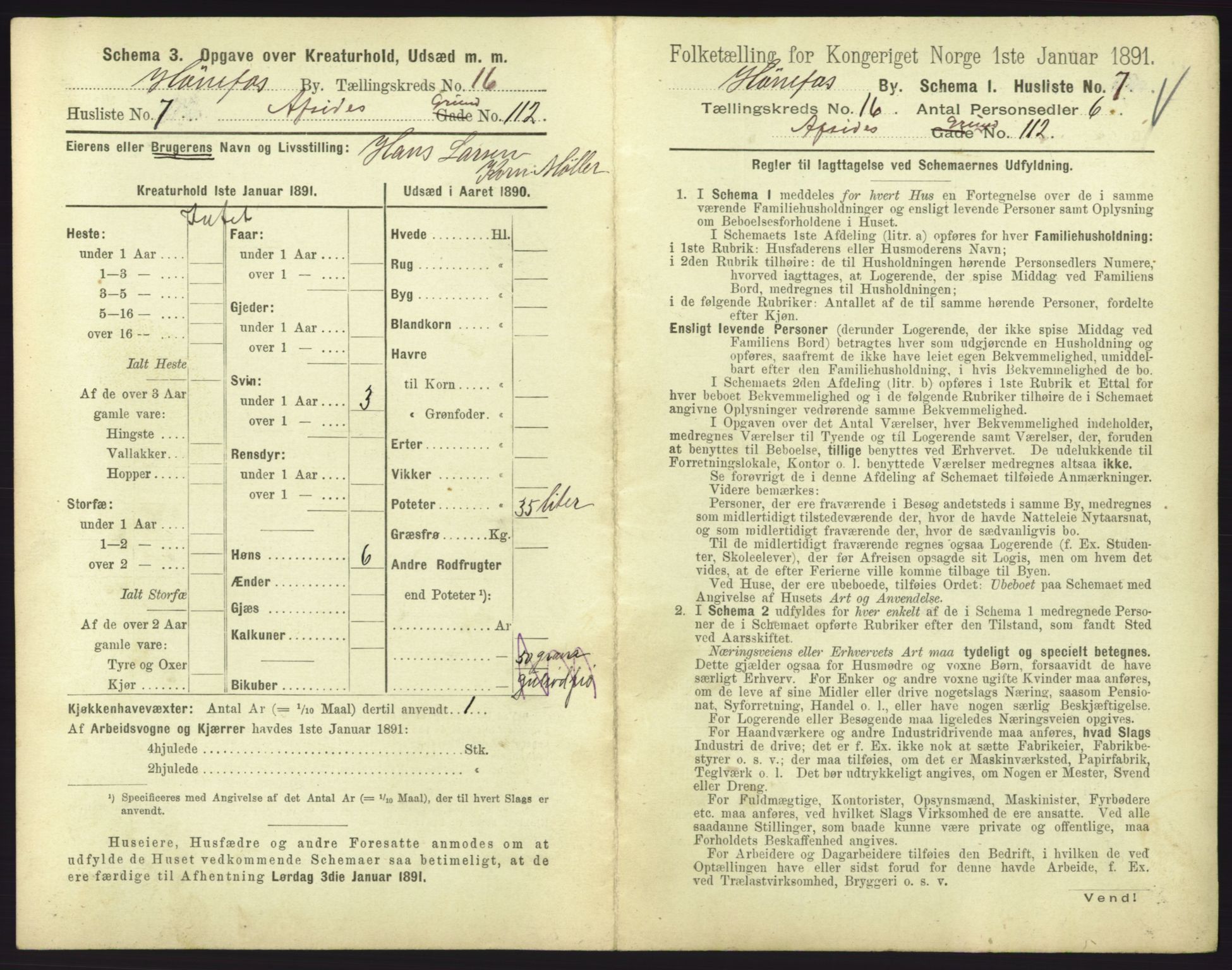 RA, 1891 census for 0601 Hønefoss, 1891, p. 351