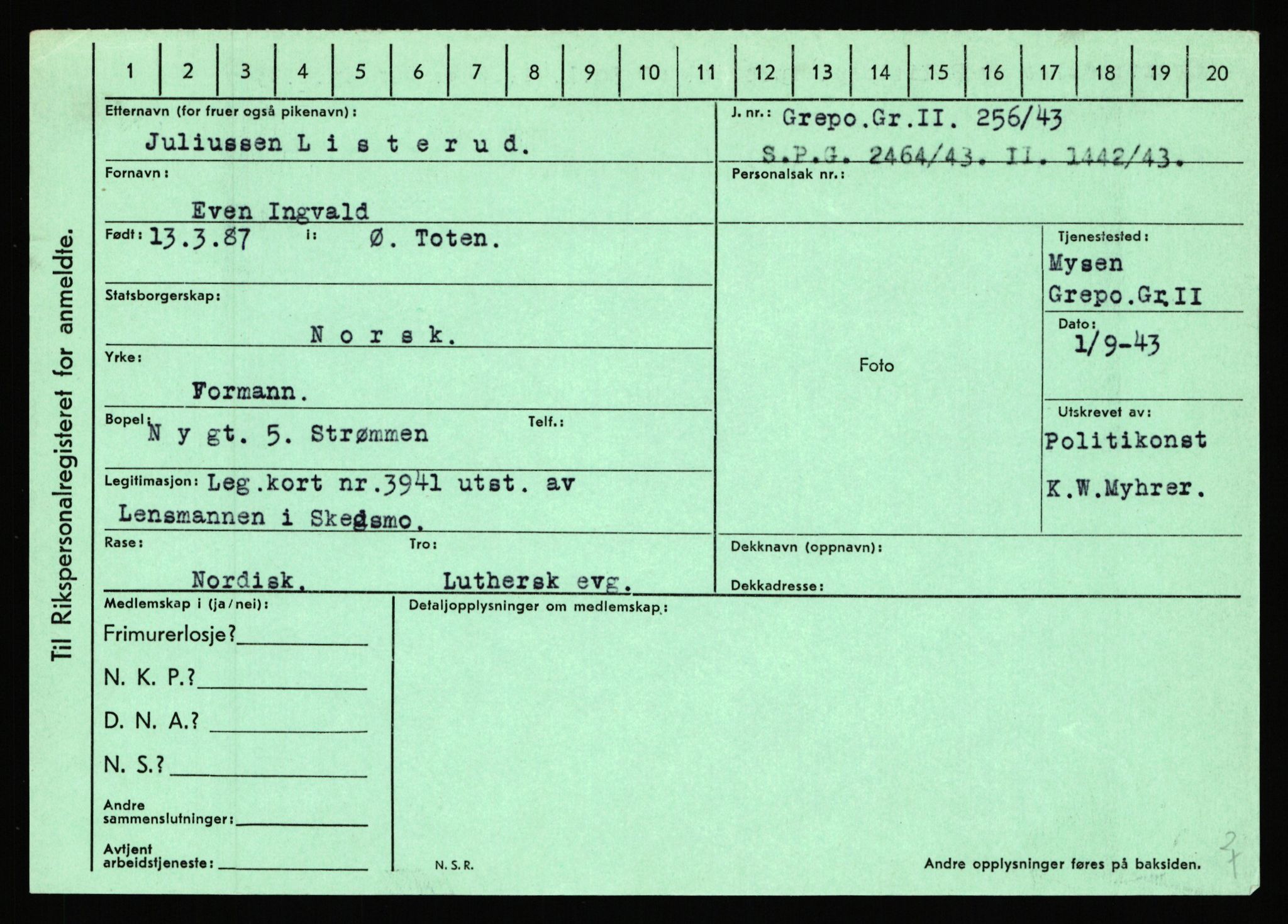 Statspolitiet - Hovedkontoret / Osloavdelingen, AV/RA-S-1329/C/Ca/L0010: Lind - Moksnes, 1943-1945, p. 442