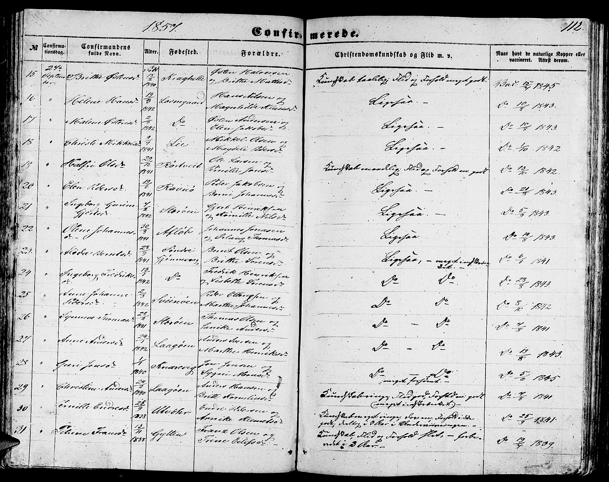 Gulen sokneprestembete, AV/SAB-A-80201/H/Hab/Habb/L0001: Parish register (copy) no. B 1, 1854-1866, p. 112