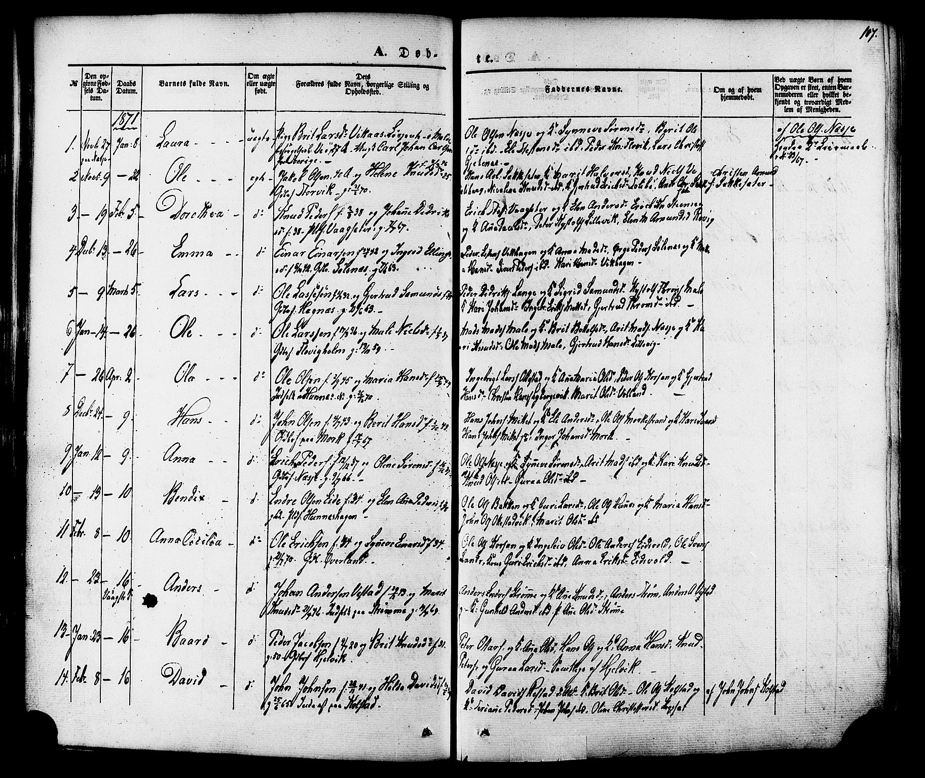 Ministerialprotokoller, klokkerbøker og fødselsregistre - Møre og Romsdal, SAT/A-1454/547/L0603: Parish register (official) no. 547A05, 1846-1877, p. 107