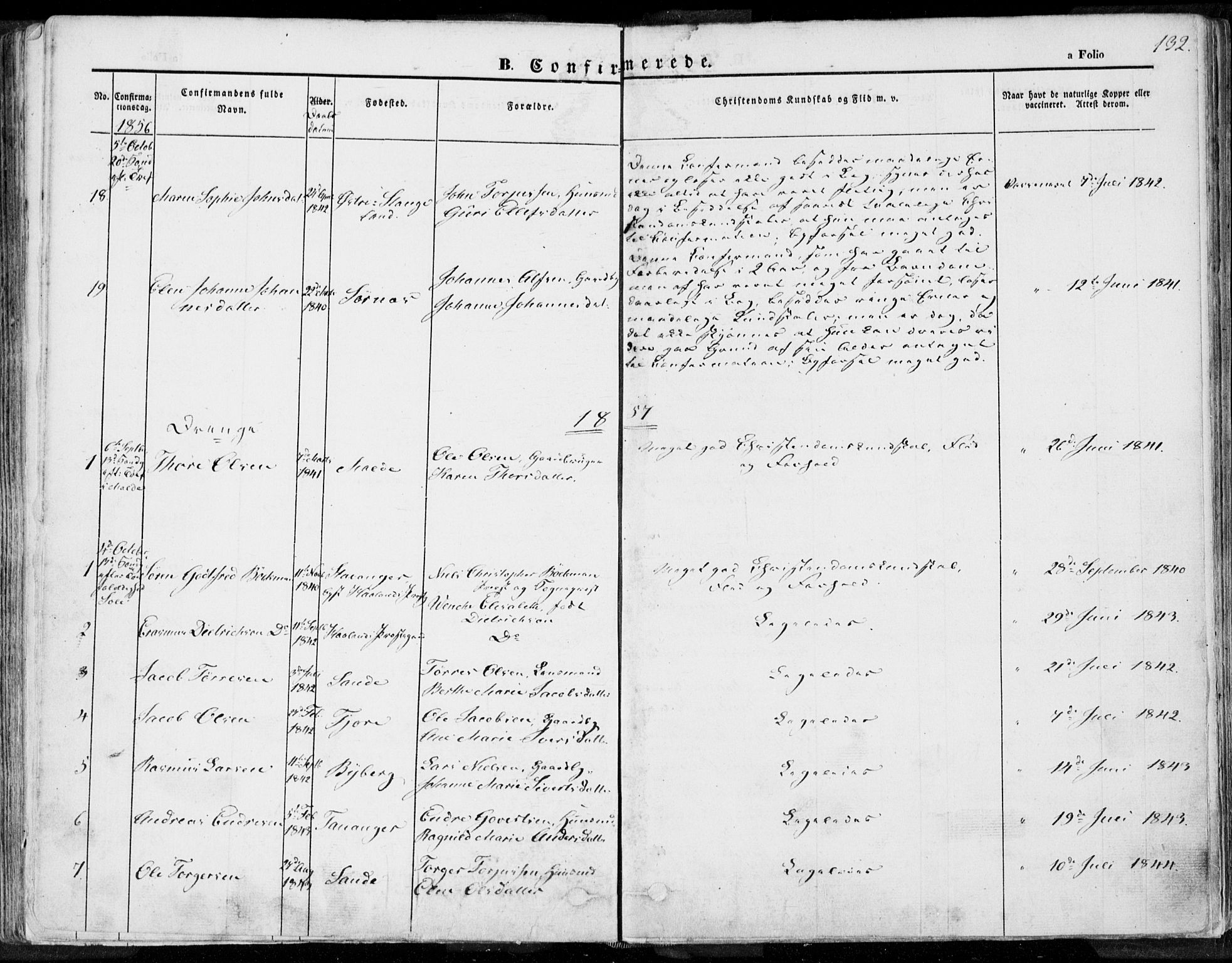 Håland sokneprestkontor, AV/SAST-A-101802/001/30BA/L0007: Parish register (official) no. A 7.1, 1854-1870, p. 132