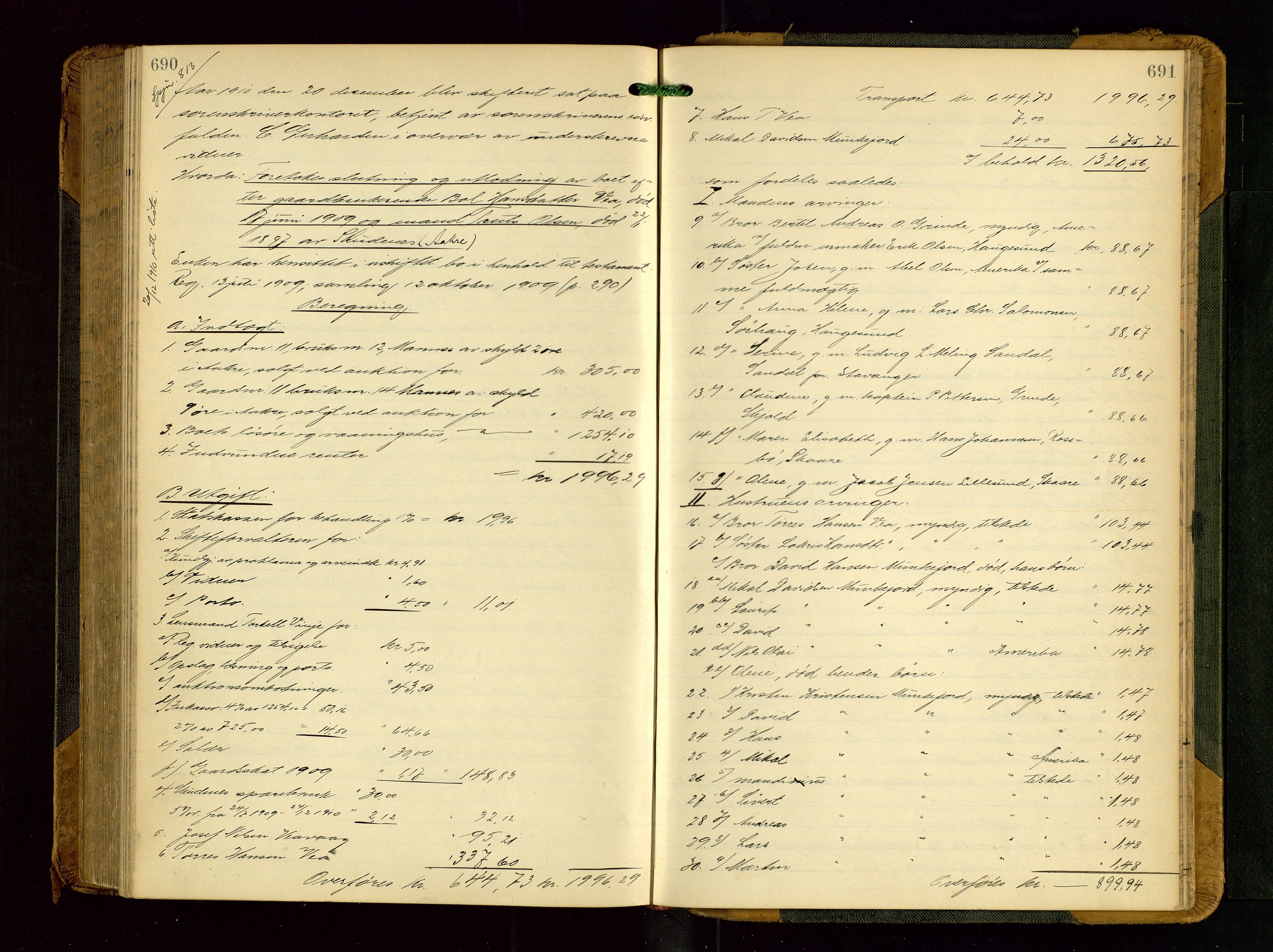Karmsund sorenskriveri, SAST/A-100311/01/IV/IVGB/L0001: SKIFTEUTLODNINGSPROTOKOLL, 1904-1911, p. 690-691