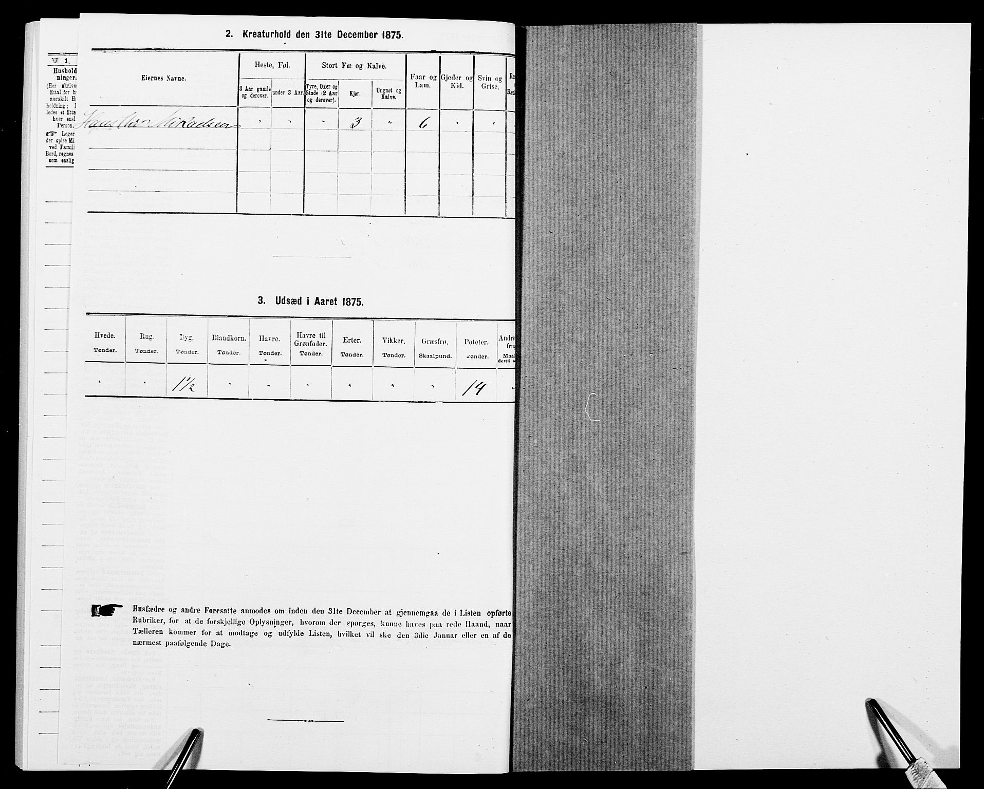 SAK, 1875 census for 1029P Sør-Audnedal, 1875, p. 1736