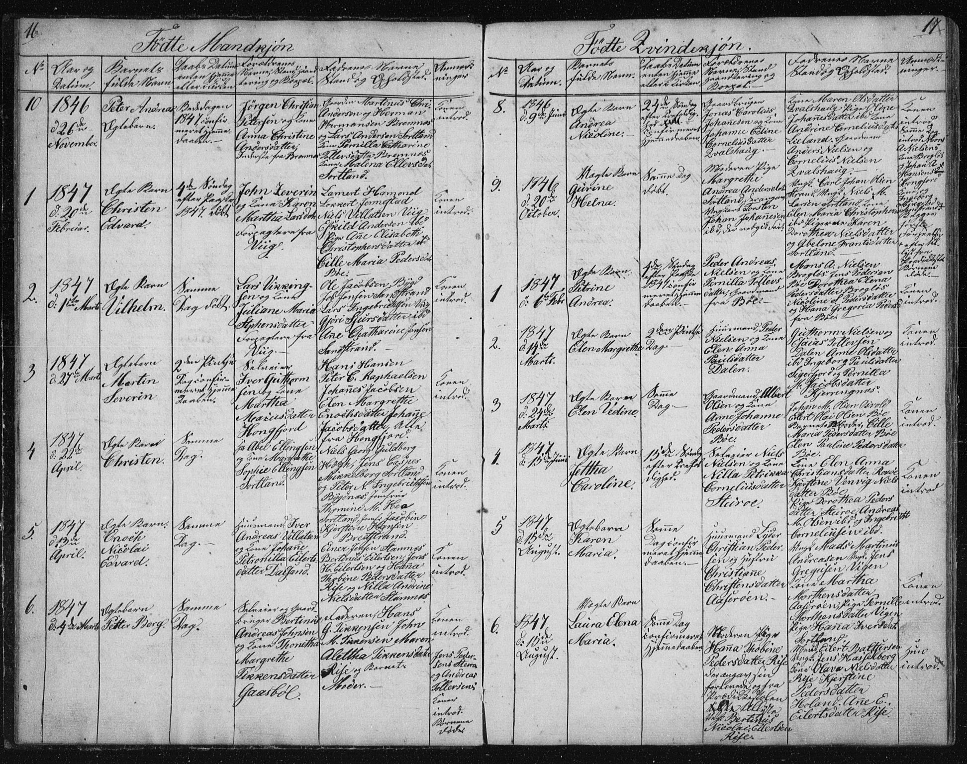 Ministerialprotokoller, klokkerbøker og fødselsregistre - Nordland, SAT/A-1459/895/L1379: Parish register (copy) no. 895C01, 1842-1858, p. 16-17