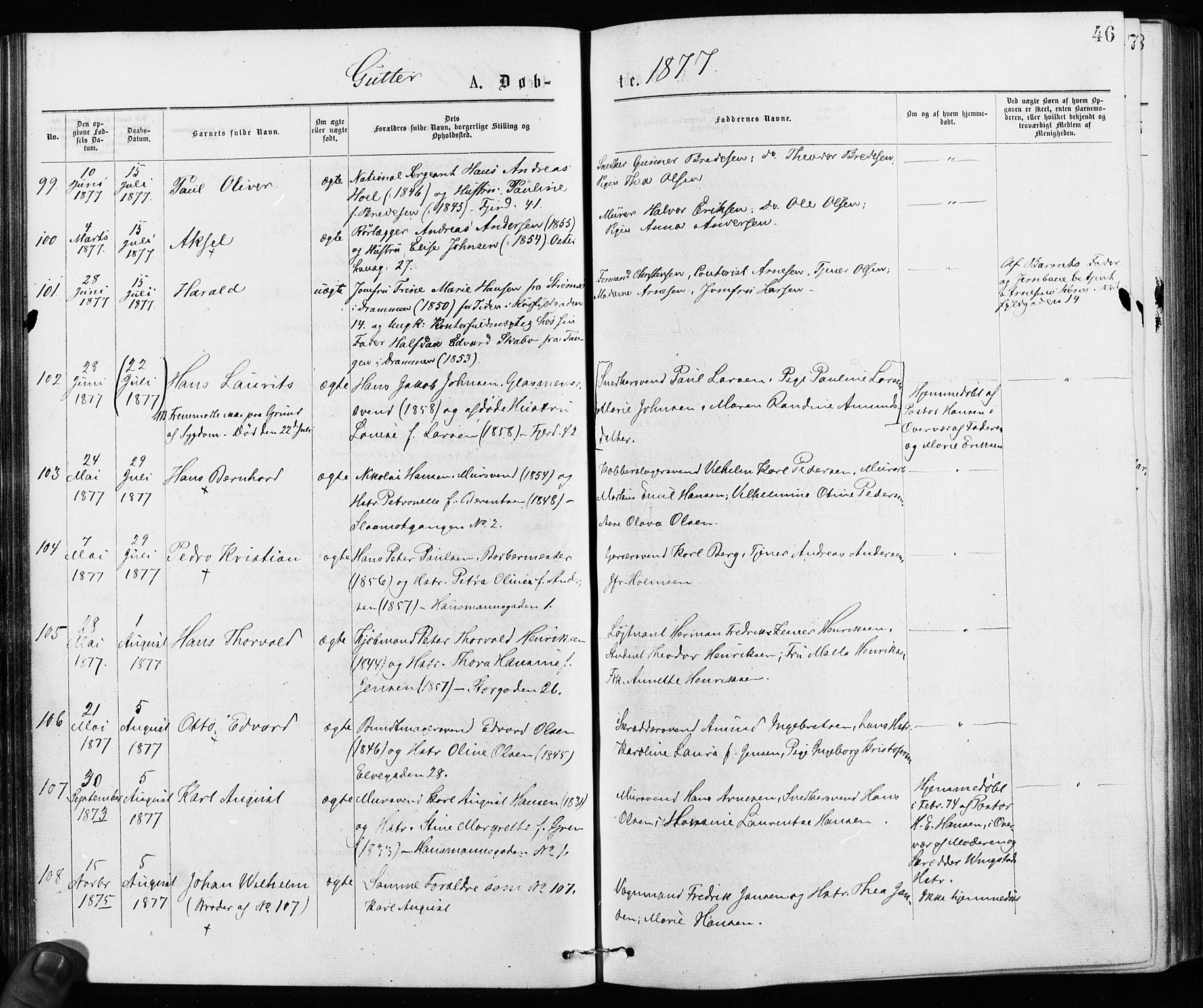 Jakob prestekontor Kirkebøker, SAO/A-10850/F/Fa/L0001: Parish register (official) no. 1, 1875-1924, p. 46