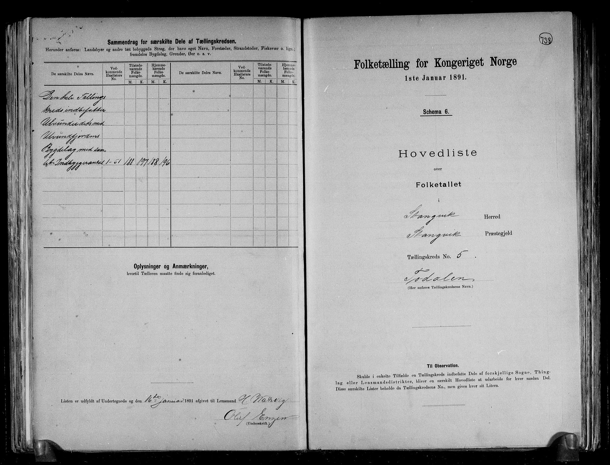 RA, 1891 census for 1564 Stangvik, 1891, p. 15