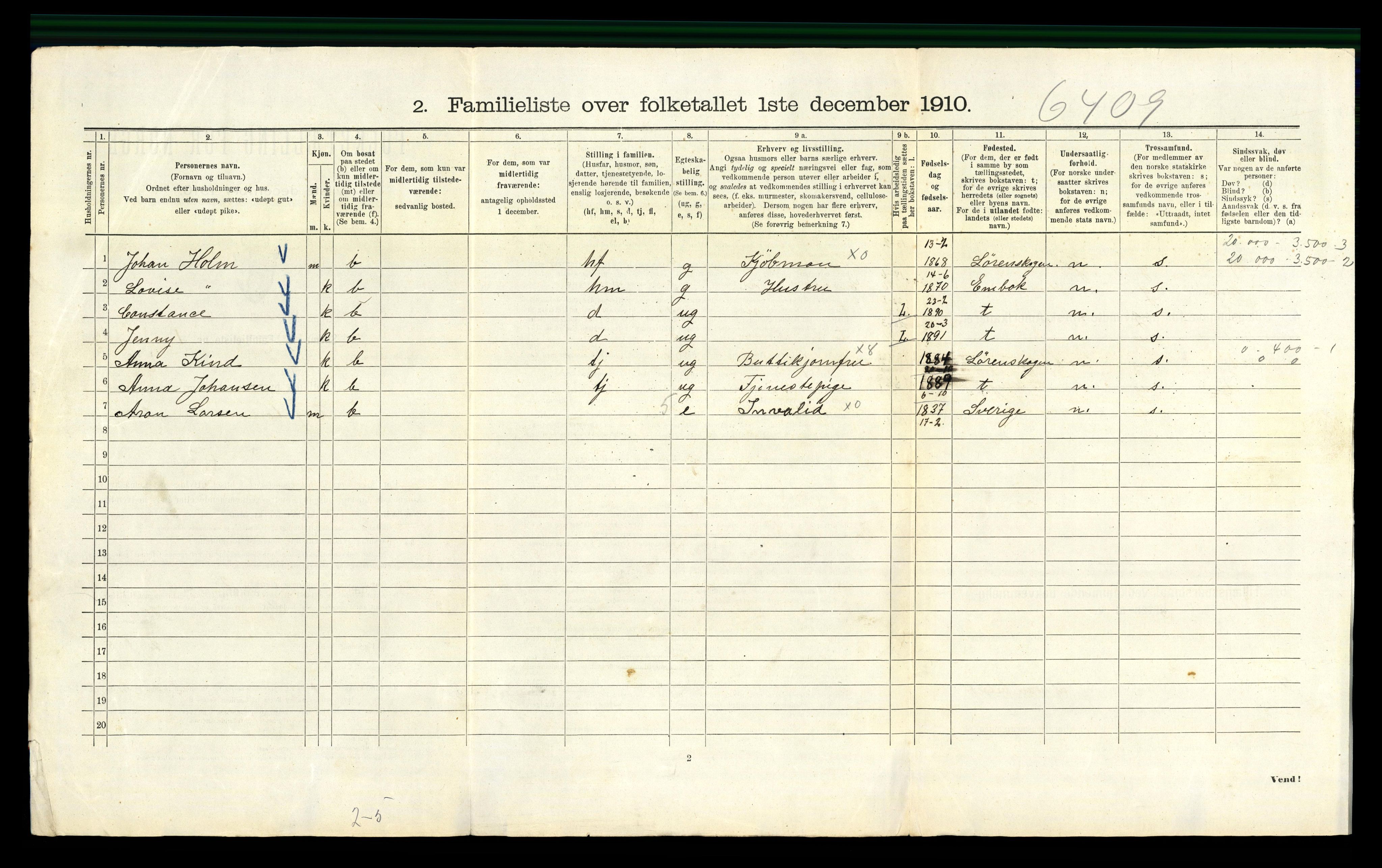 RA, 1910 census for Kristiania, 1910, p. 11768