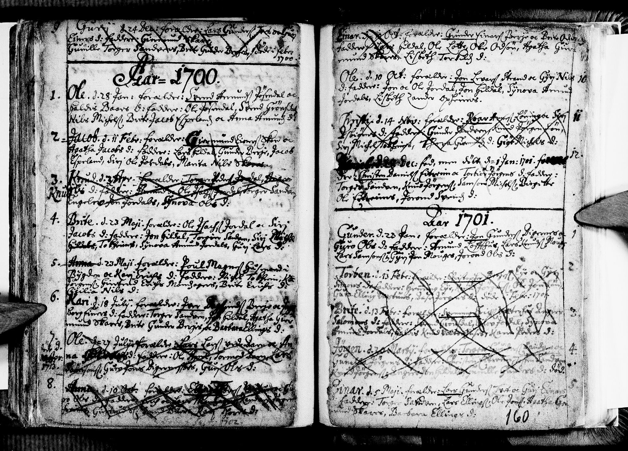 Ullensvang sokneprestembete, SAB/A-78701/H/Haa: Parish register (official) no. A 1 /3, 1676-1719, p. 160