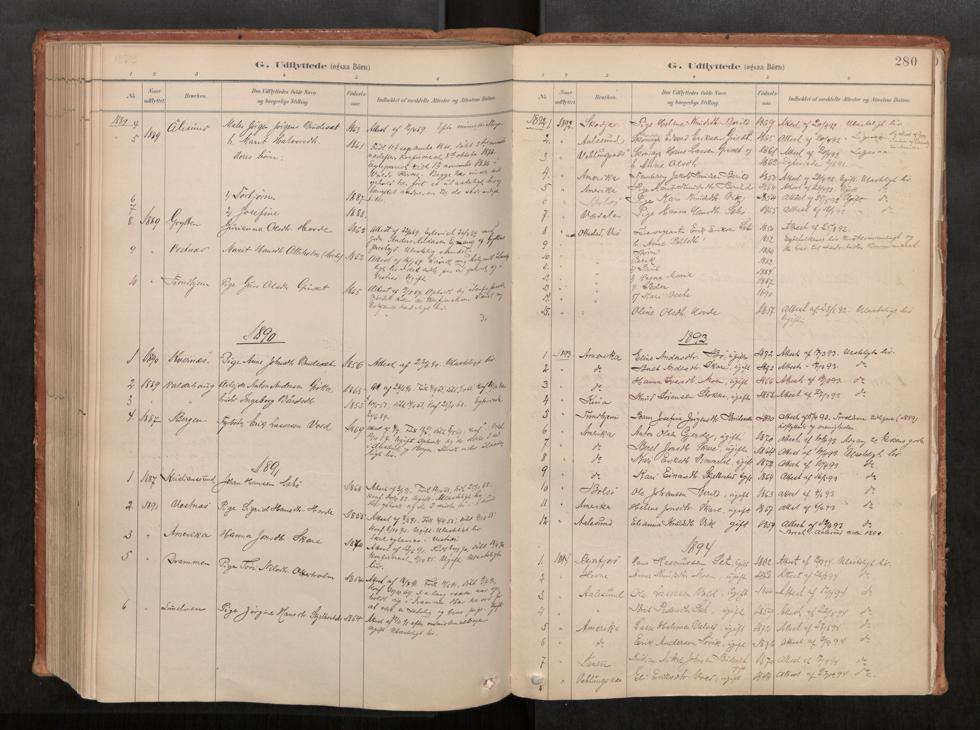 Ministerialprotokoller, klokkerbøker og fødselsregistre - Møre og Romsdal, SAT/A-1454/543/L0568: Parish register (official) no. 543A03, 1885-1915, p. 280