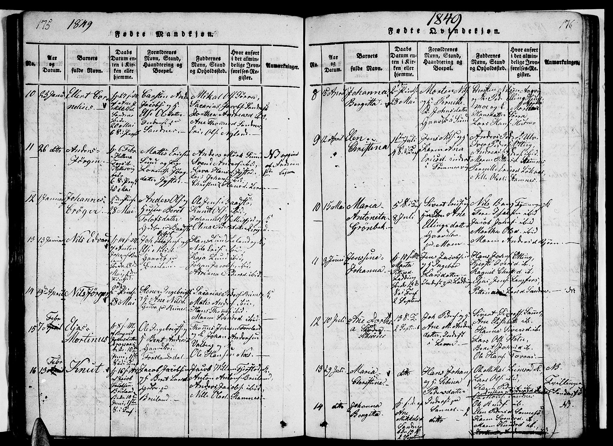 Ministerialprotokoller, klokkerbøker og fødselsregistre - Nordland, AV/SAT-A-1459/831/L0474: Parish register (copy) no. 831C01, 1820-1850, p. 175-176