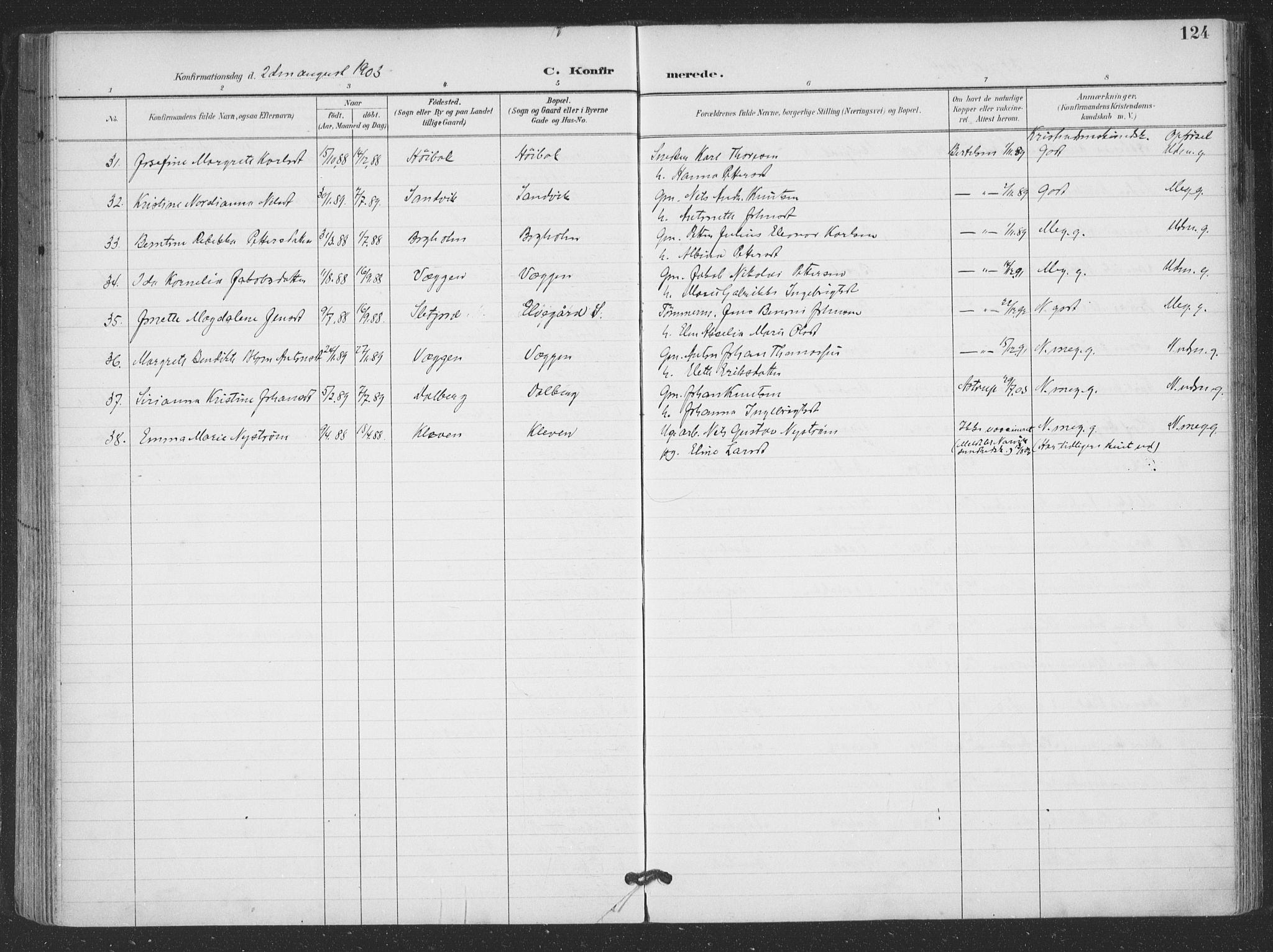 Ministerialprotokoller, klokkerbøker og fødselsregistre - Nordland, AV/SAT-A-1459/866/L0939: Parish register (official) no. 866A02, 1894-1906, p. 124