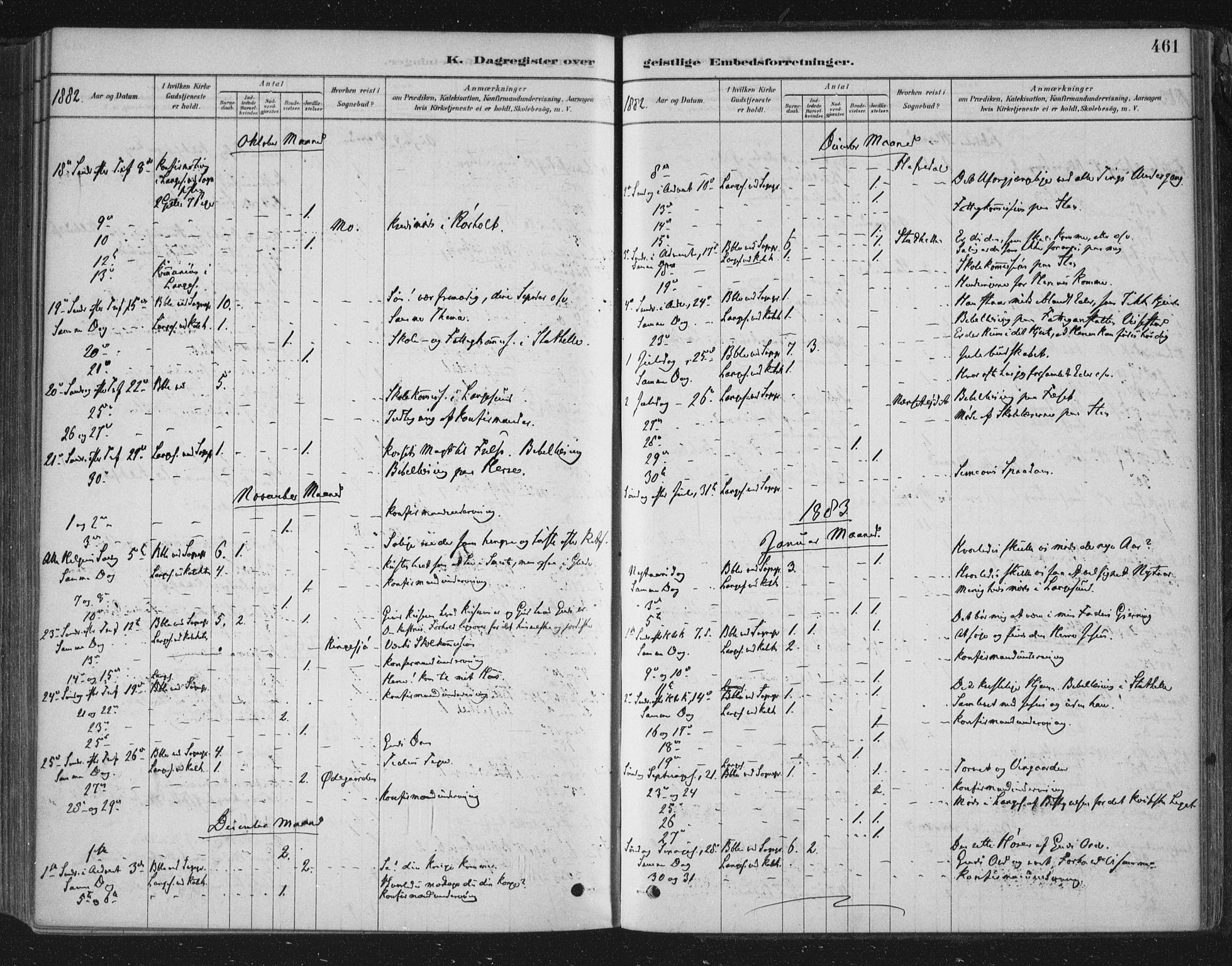 Bamble kirkebøker, SAKO/A-253/F/Fa/L0007: Parish register (official) no. I 7, 1878-1888, p. 461