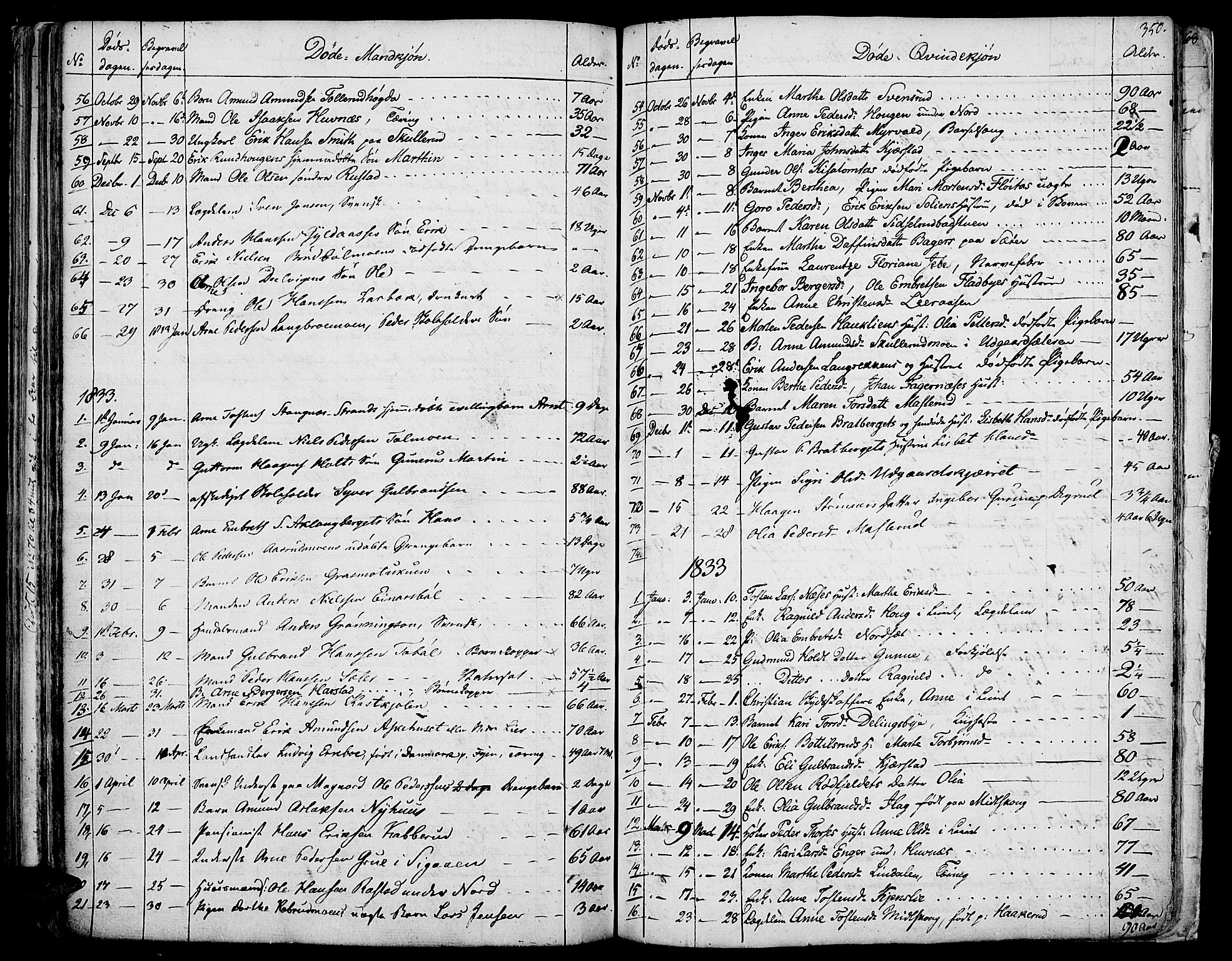 Vinger prestekontor, SAH/PREST-024/H/Ha/Haa/L0007: Parish register (official) no. 7, 1826-1839, p. 350