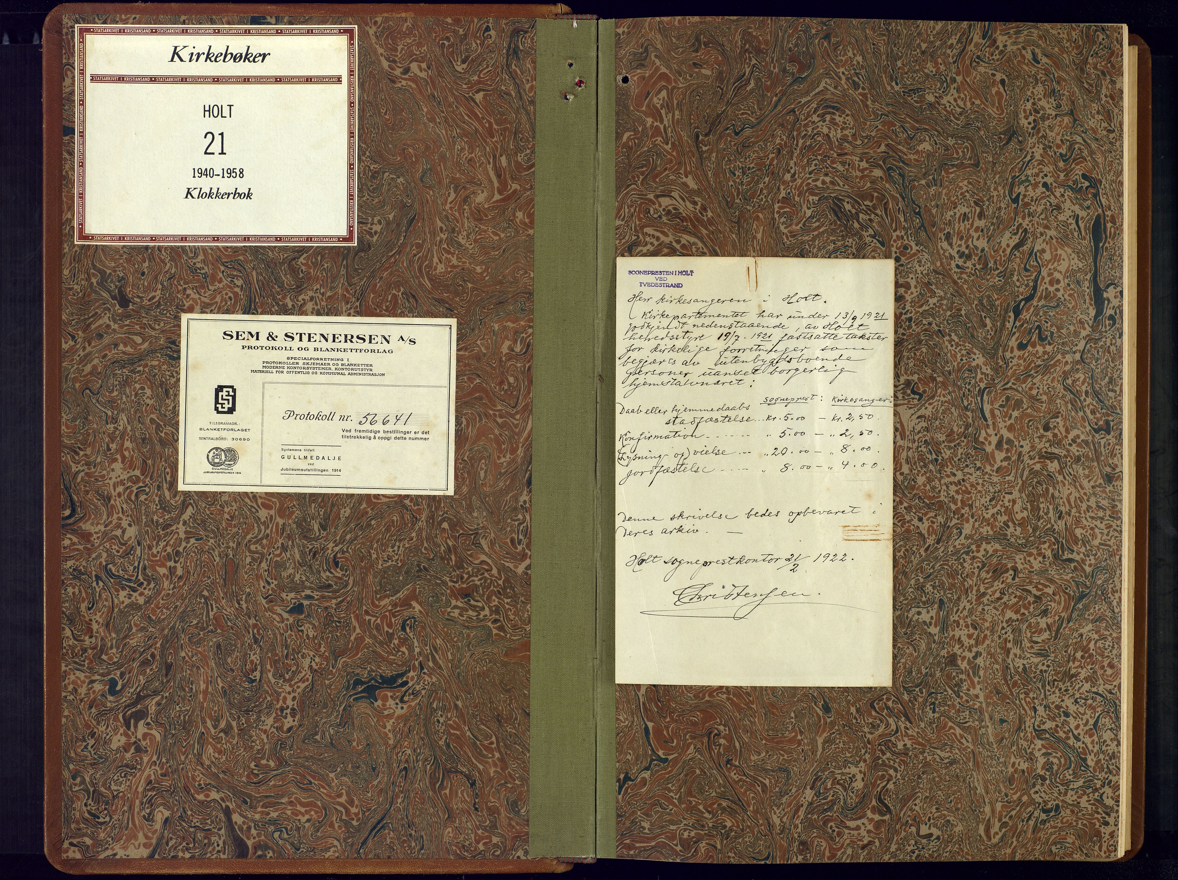 Holt sokneprestkontor, SAK/1111-0021/F/Fb/L0013: Parish register (copy) no. B-13, 1940-1958