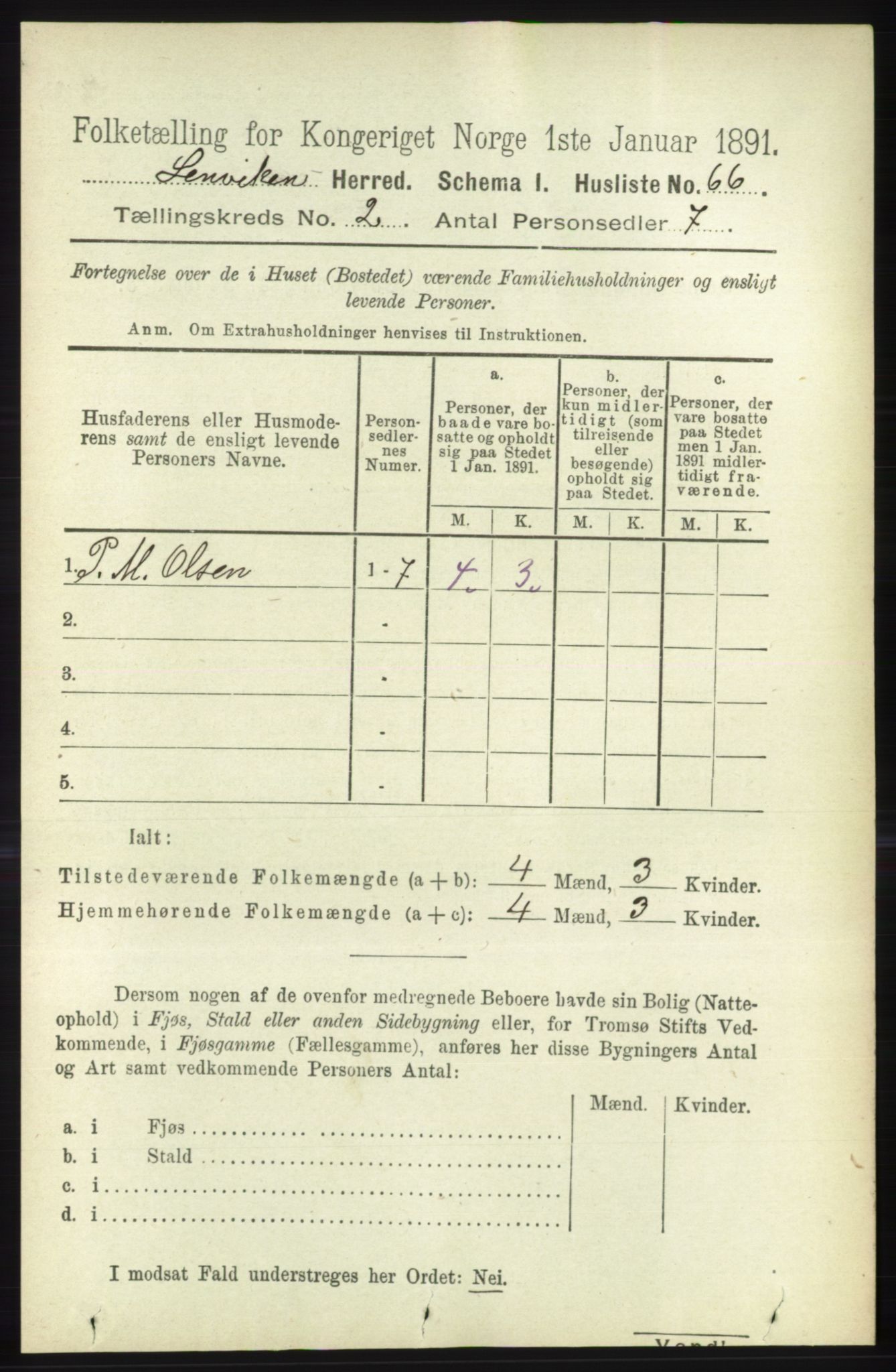 RA, 1891 census for 1931 Lenvik, 1891, p. 768