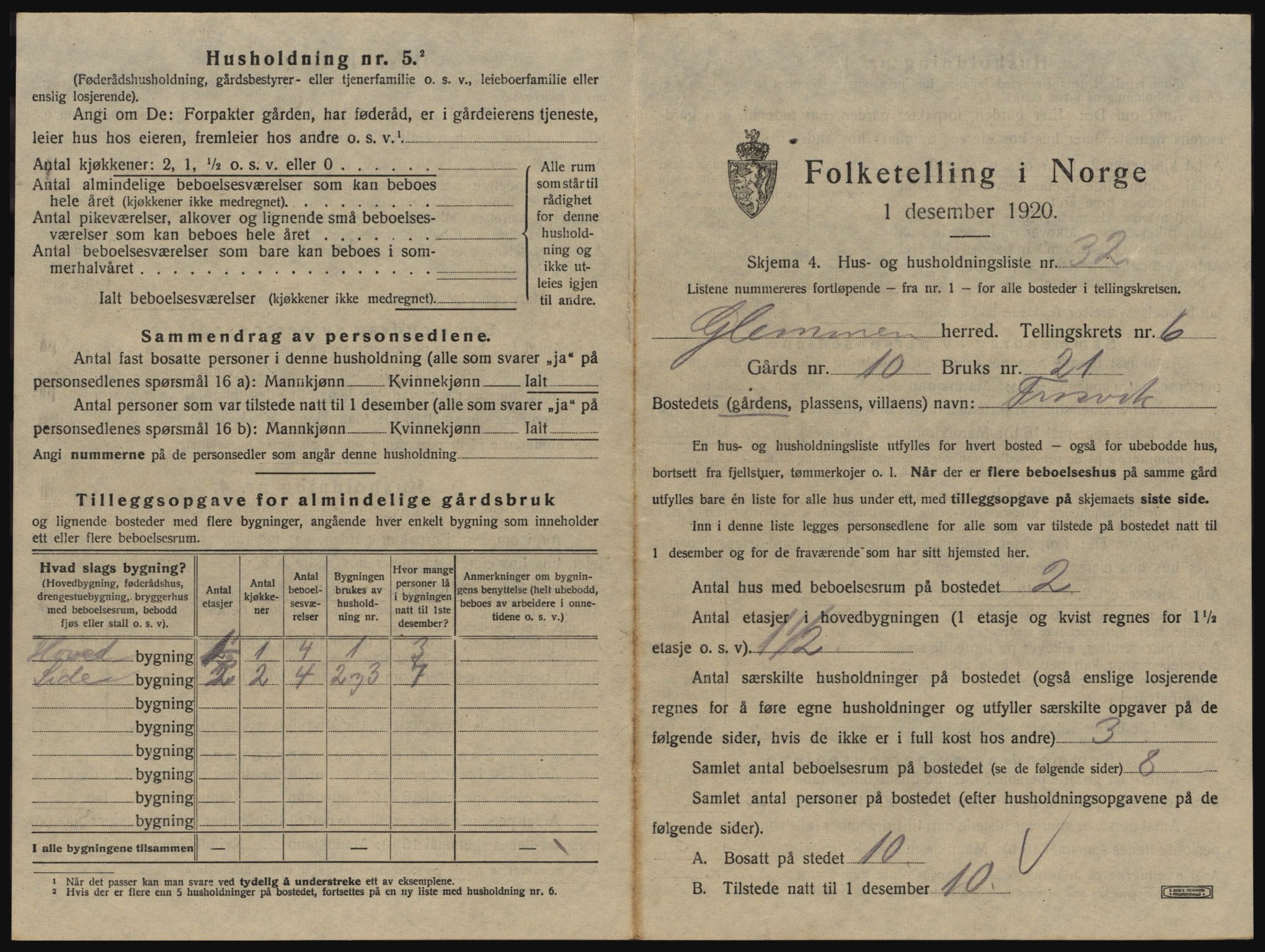 SAO, 1920 census for Glemmen, 1920, p. 2563