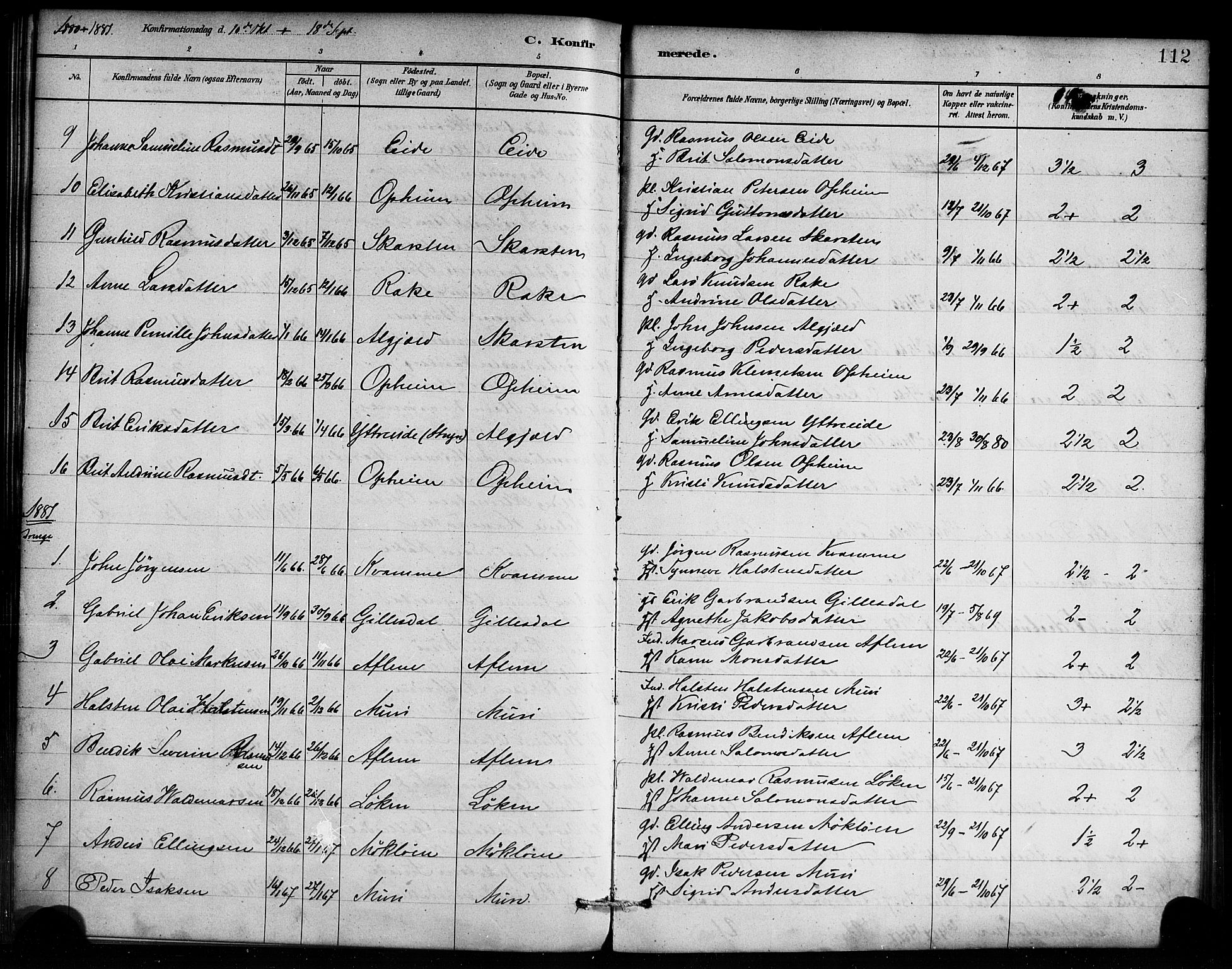 Innvik sokneprestembete, SAB/A-80501: Parish register (official) no. C 1, 1879-1900, p. 112