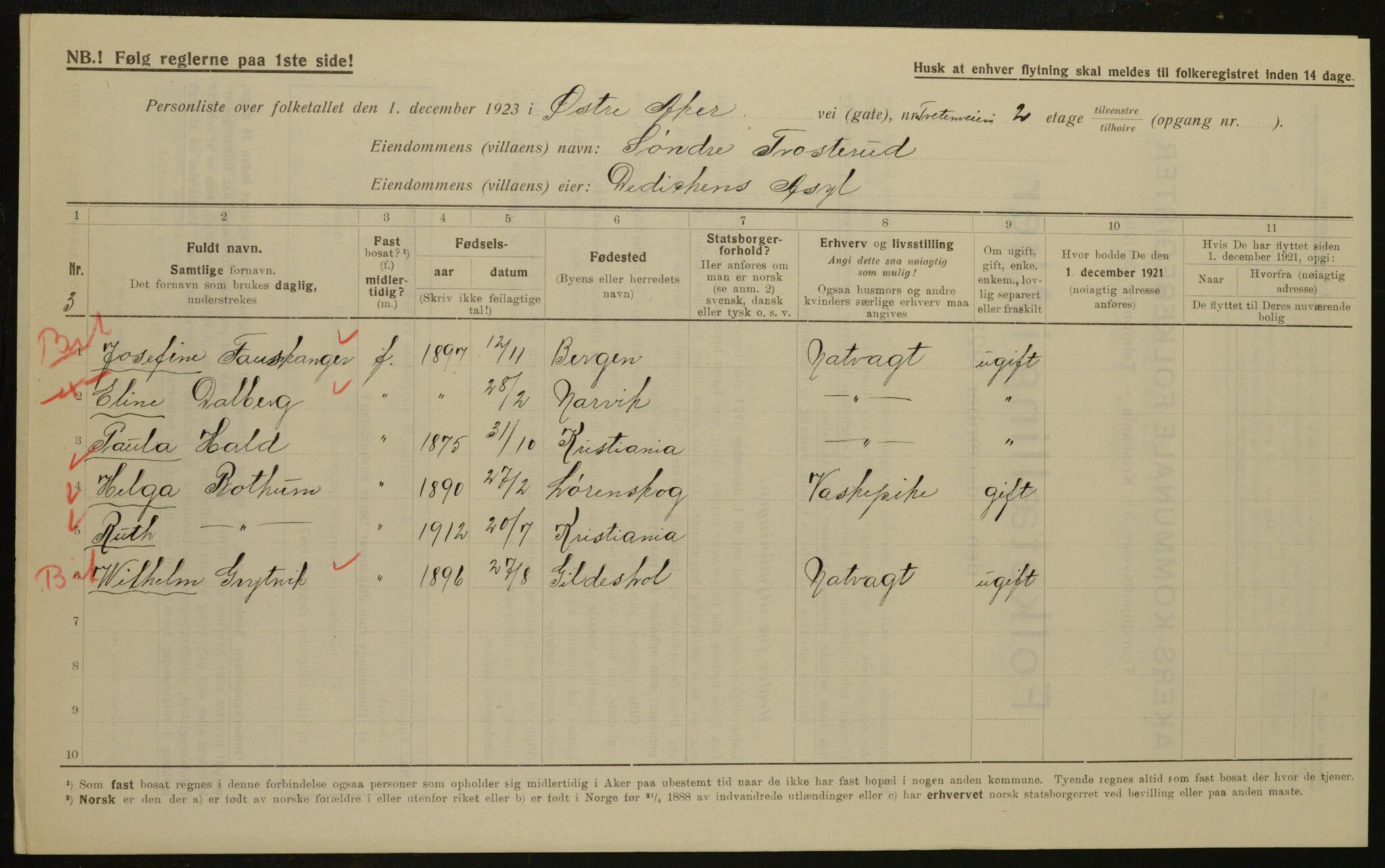 , Municipal Census 1923 for Aker, 1923, p. 34226